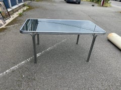Table in Chrome Metal and Tinted Glass, circa 1970 Good Condition