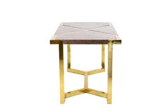 Table in Gilt Brass and Pink Granite, Italy, 1970s