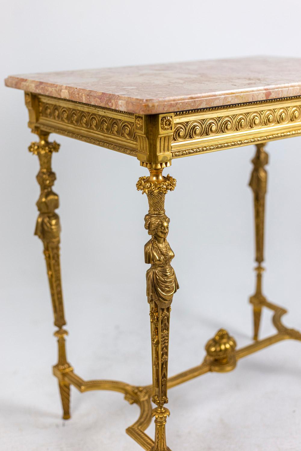 Table in Gilt Bronze, circa 1900 In Good Condition In Saint-Ouen, FR