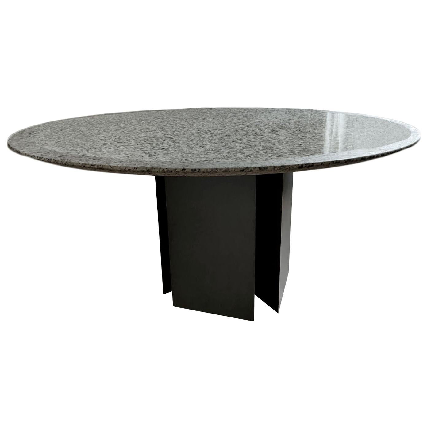 Table in Granite and Metallic Grey Lacquered Wood, 1970s