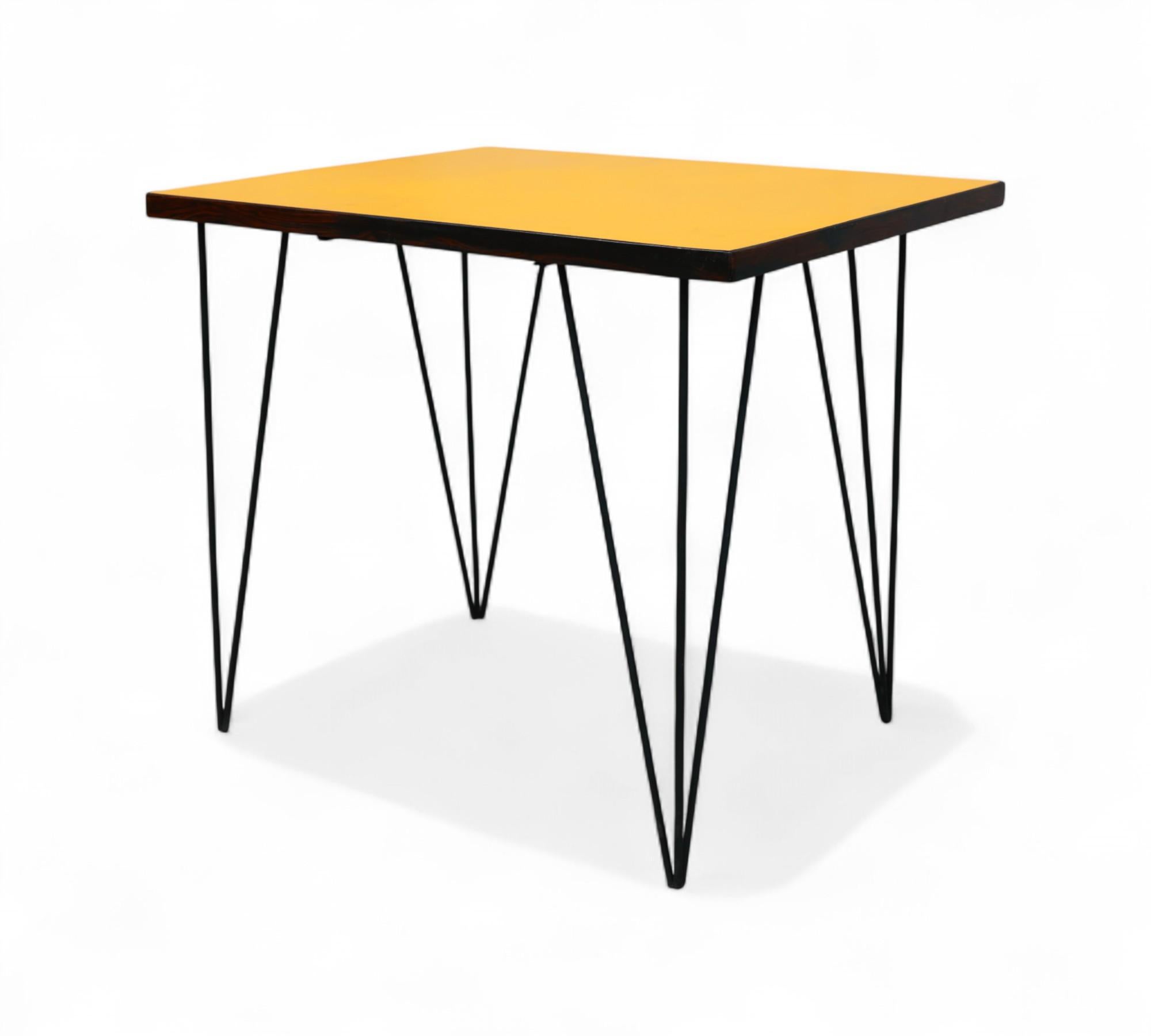 Mid-Century Modern Table in Hardwood and Iron, c. 1950s For Sale