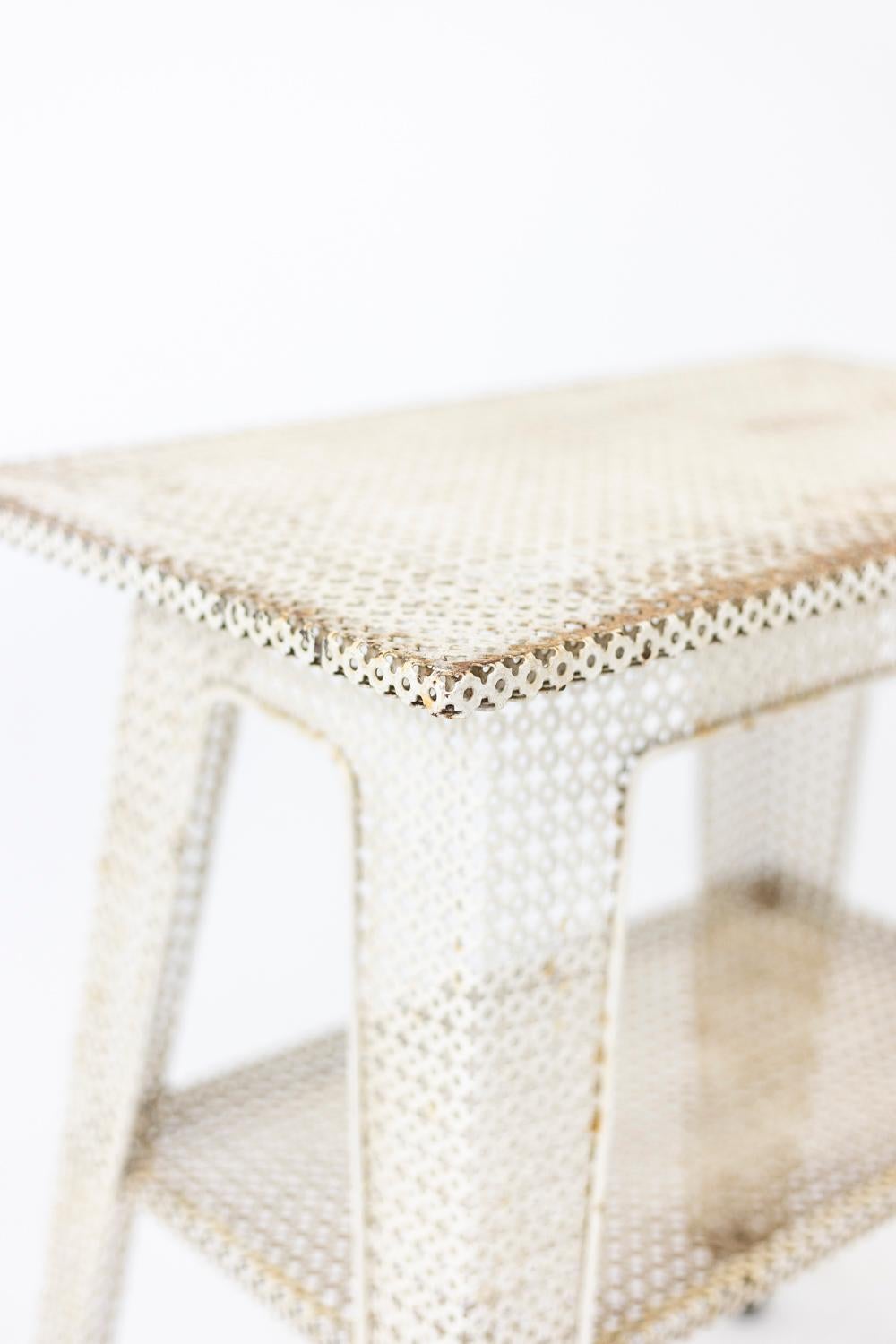 French Table in Iron Openwork White Lacquered, 1970s