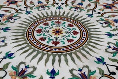 Table in Italian Pietre Dure Inlay Mosaic + marble pedestal