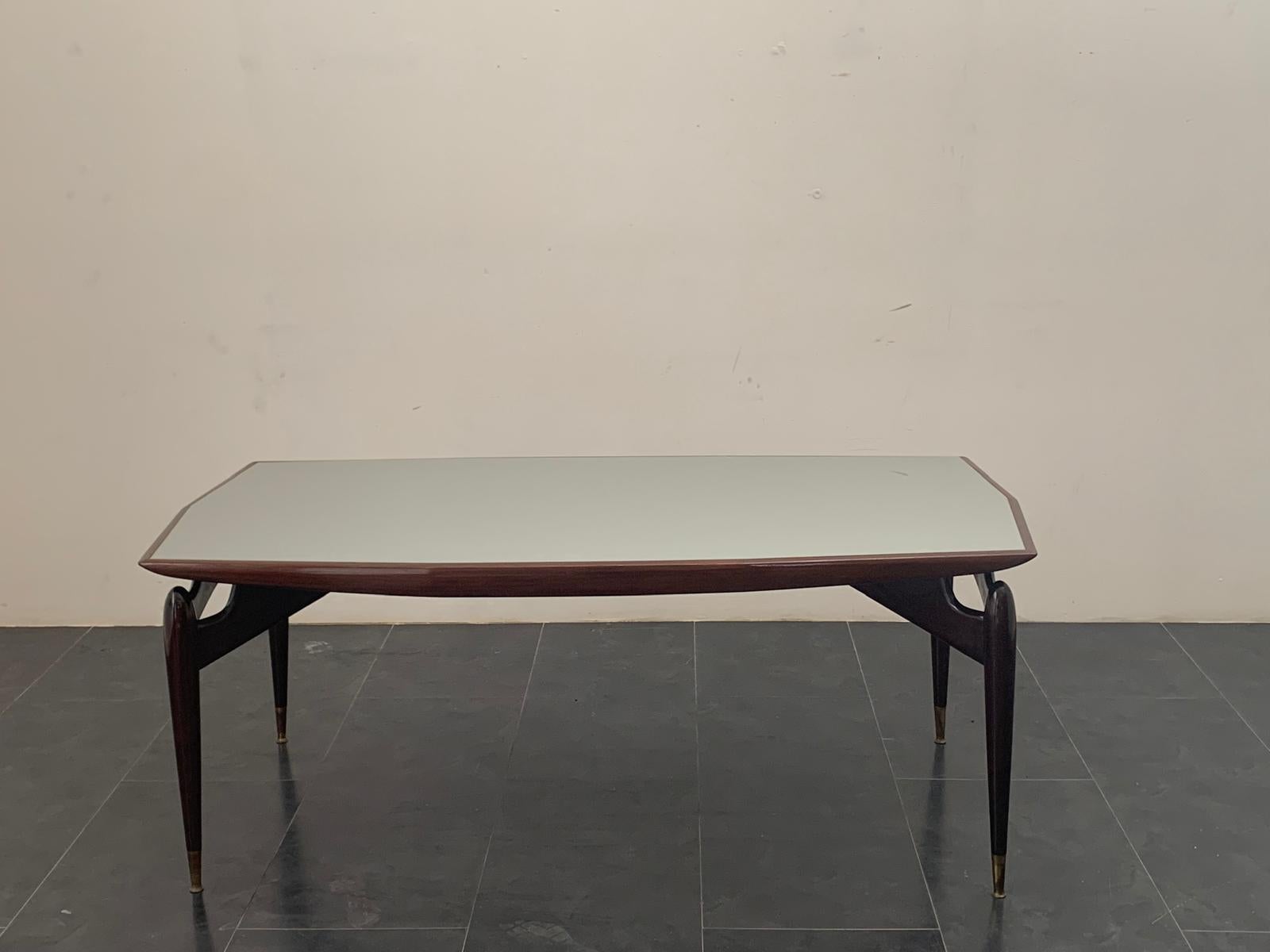 Table en acajou et palissandre avec pointes en laiton, années 1950 Bon état - En vente à Montelabbate, PU