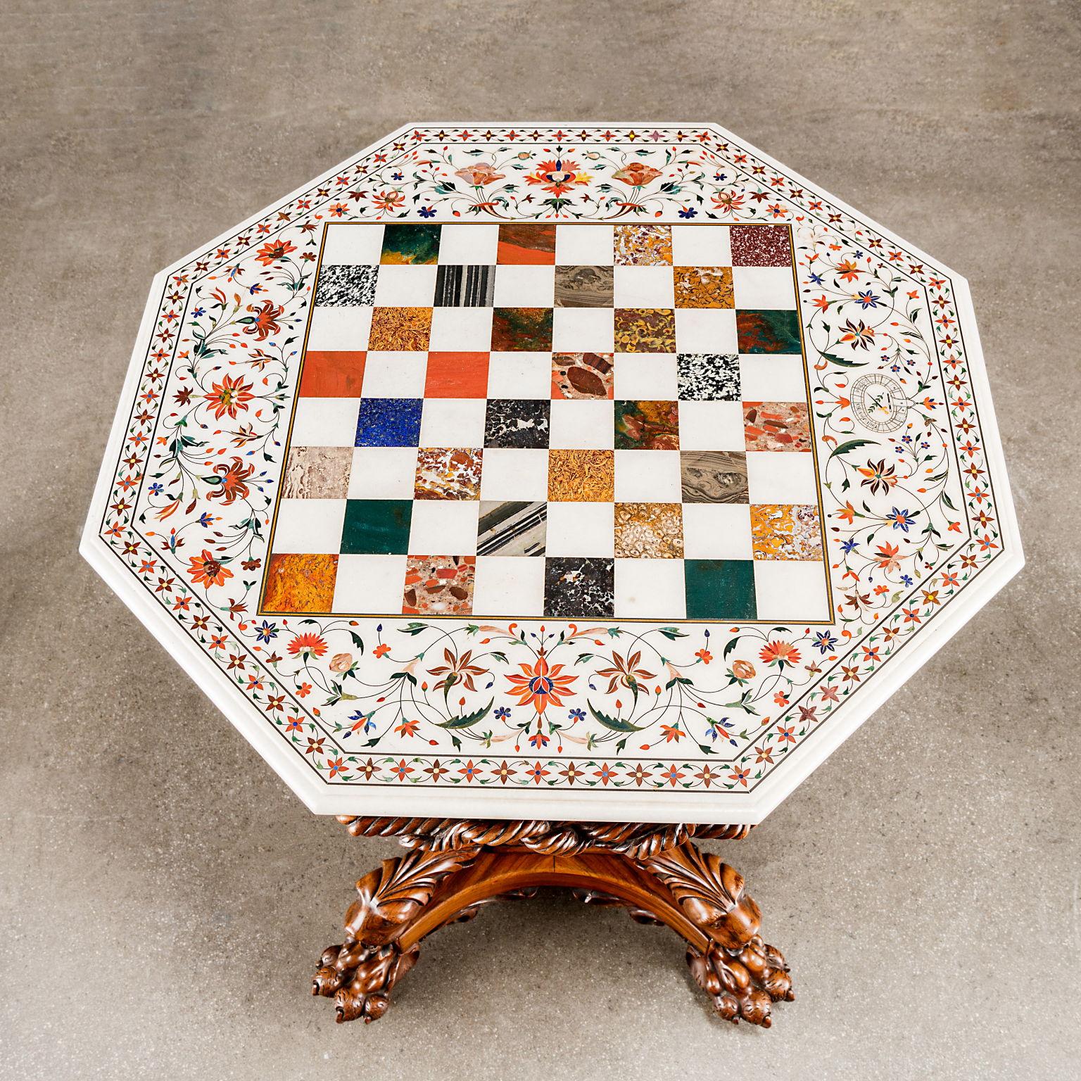 Other Table in Semiprecious Stone, Amic Hotton 'Attributed to', 19th Century