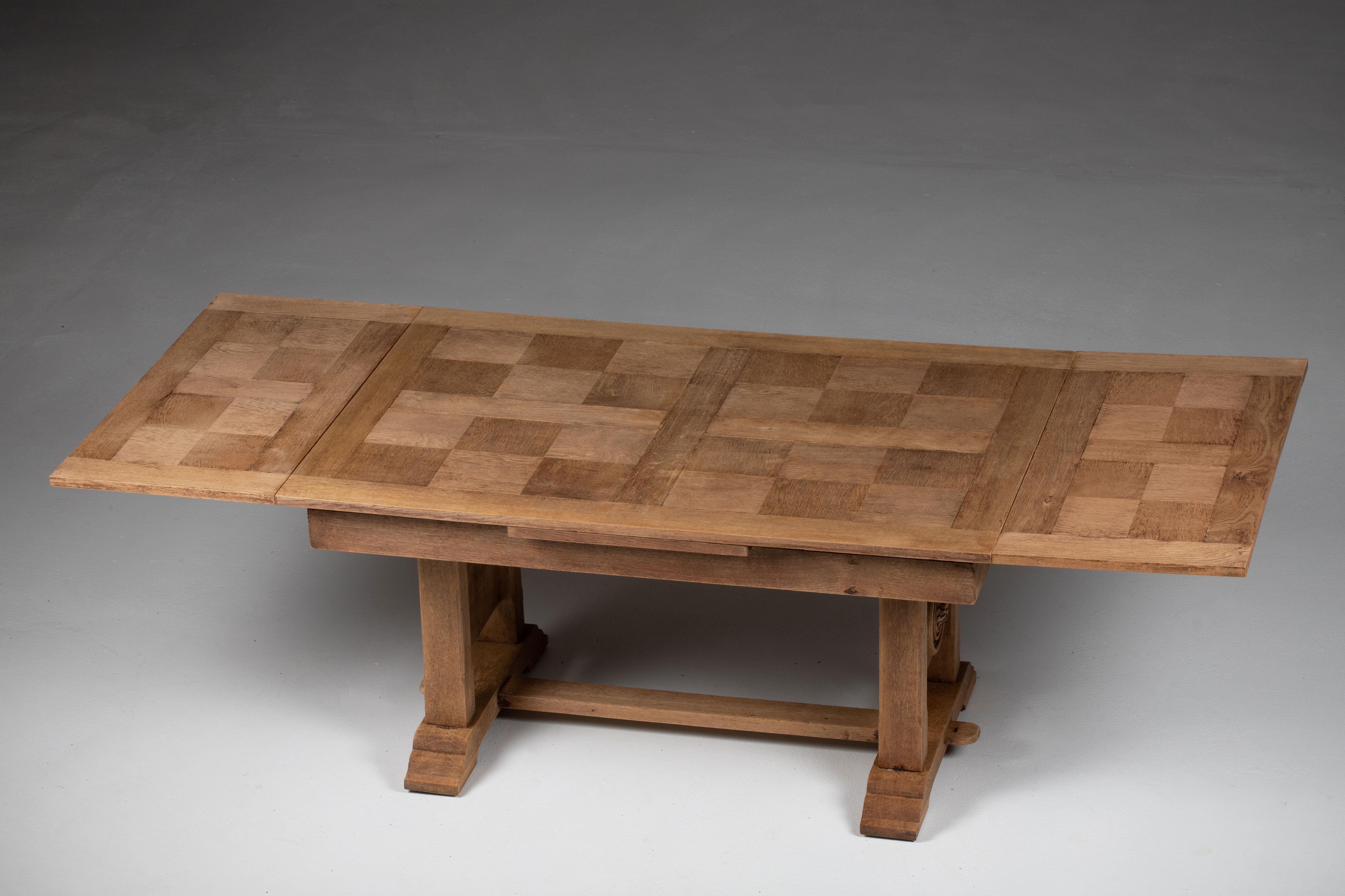 Table in Solid Oak, Bleached, 1940s For Sale 5