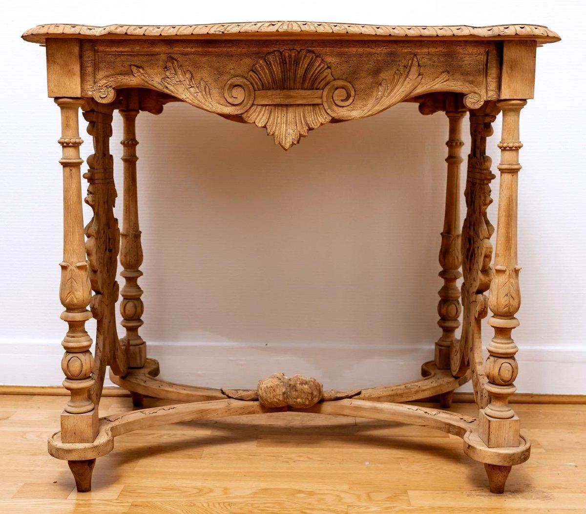Table In Solid Walnut - Decor With Putti - Style: Neo-renaissance - Period: XIXt For Sale 3