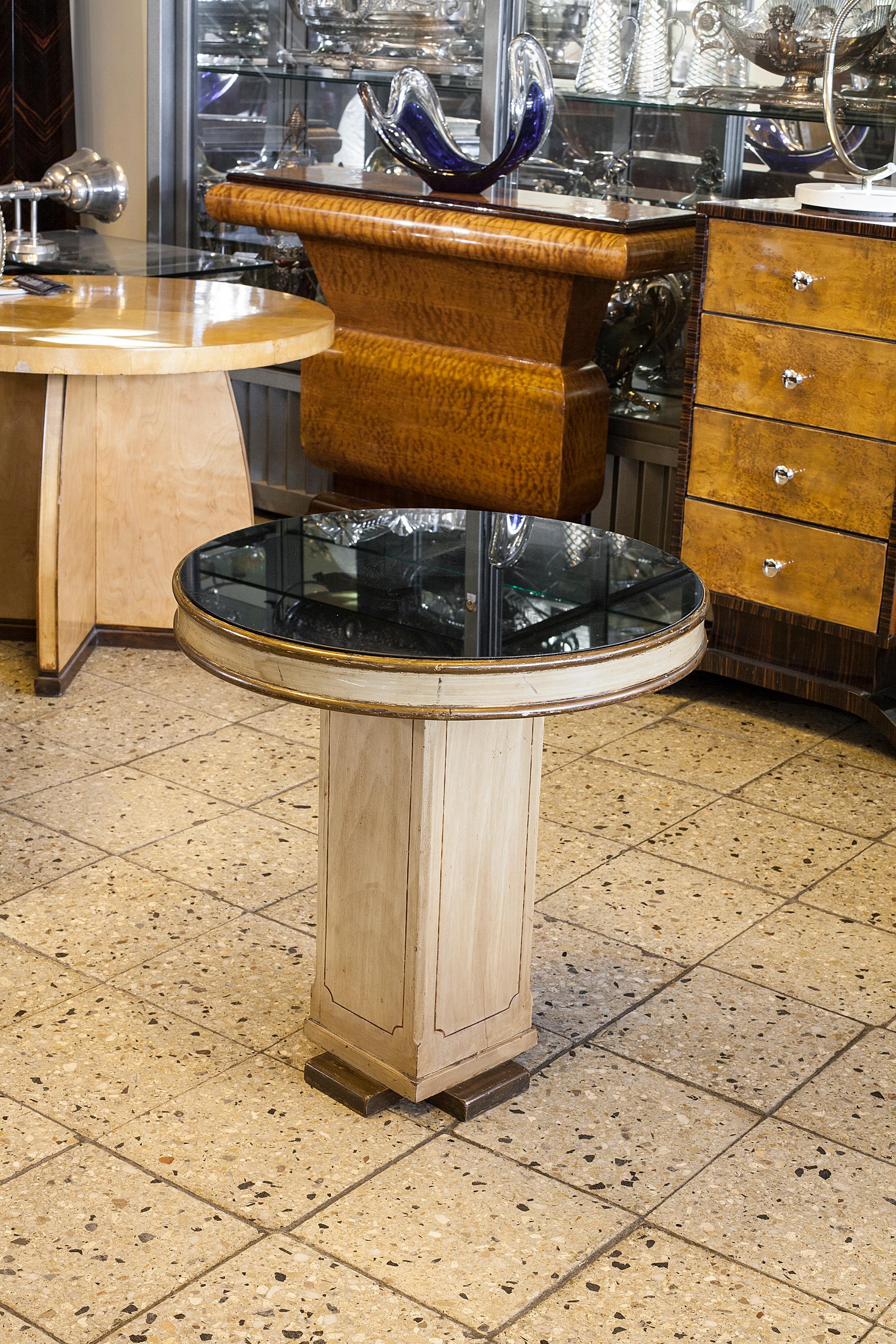 Art Deco Table in Wood and Black Glass, 1920, France For Sale