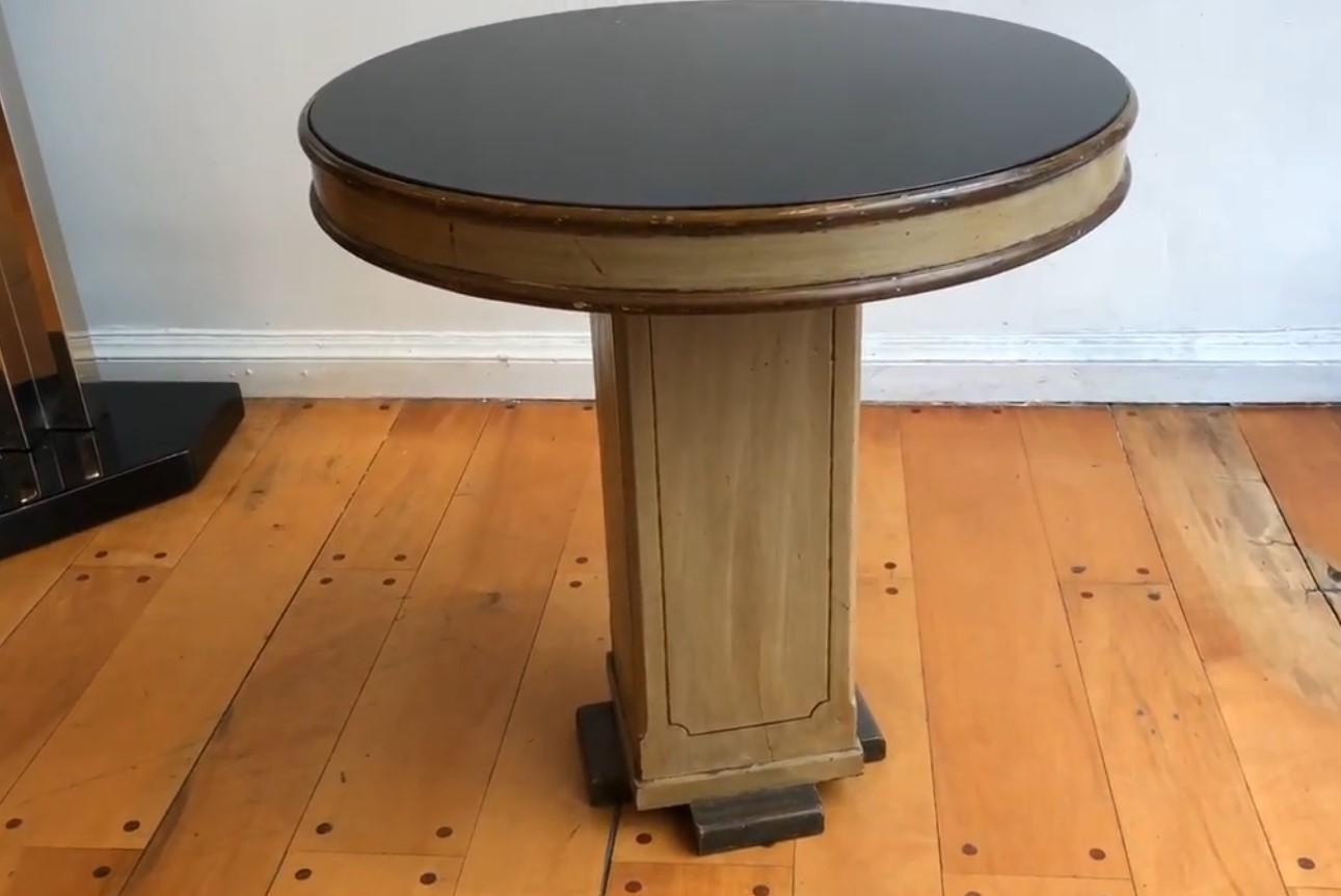 French Table in Wood and Black Glass, 1920, France For Sale