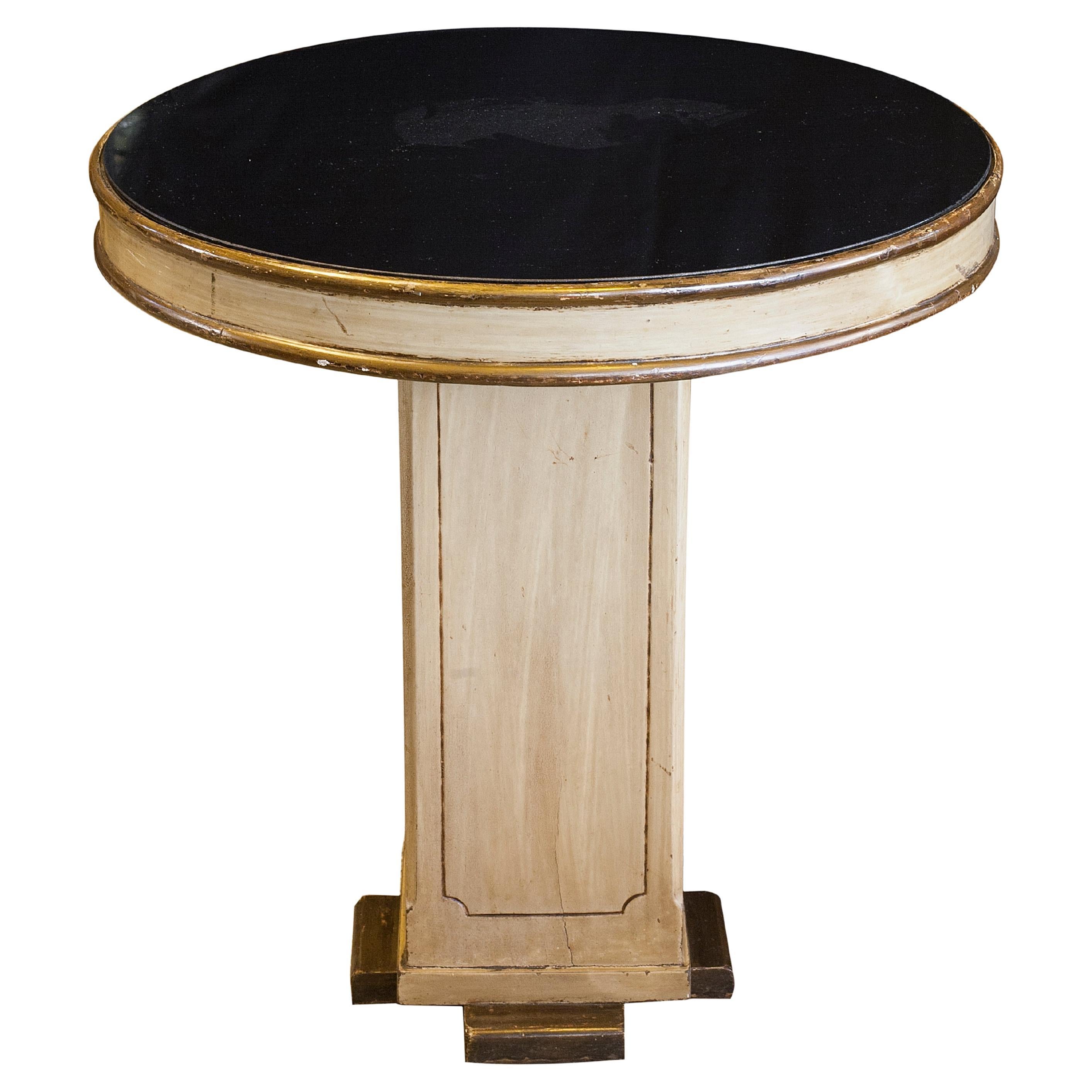 Table en bois et verre noir, 1920, France en vente