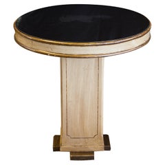 Antique Table in Wood and Black Glass, 1920, France