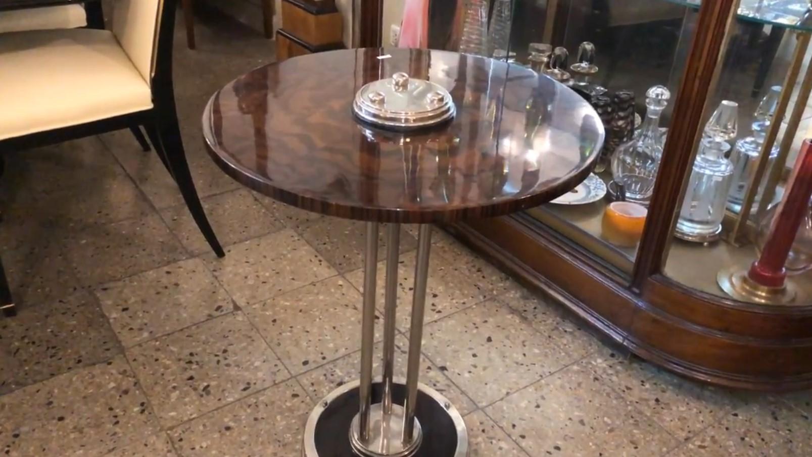 French Table in Wood and Chrome, 1920, France For Sale