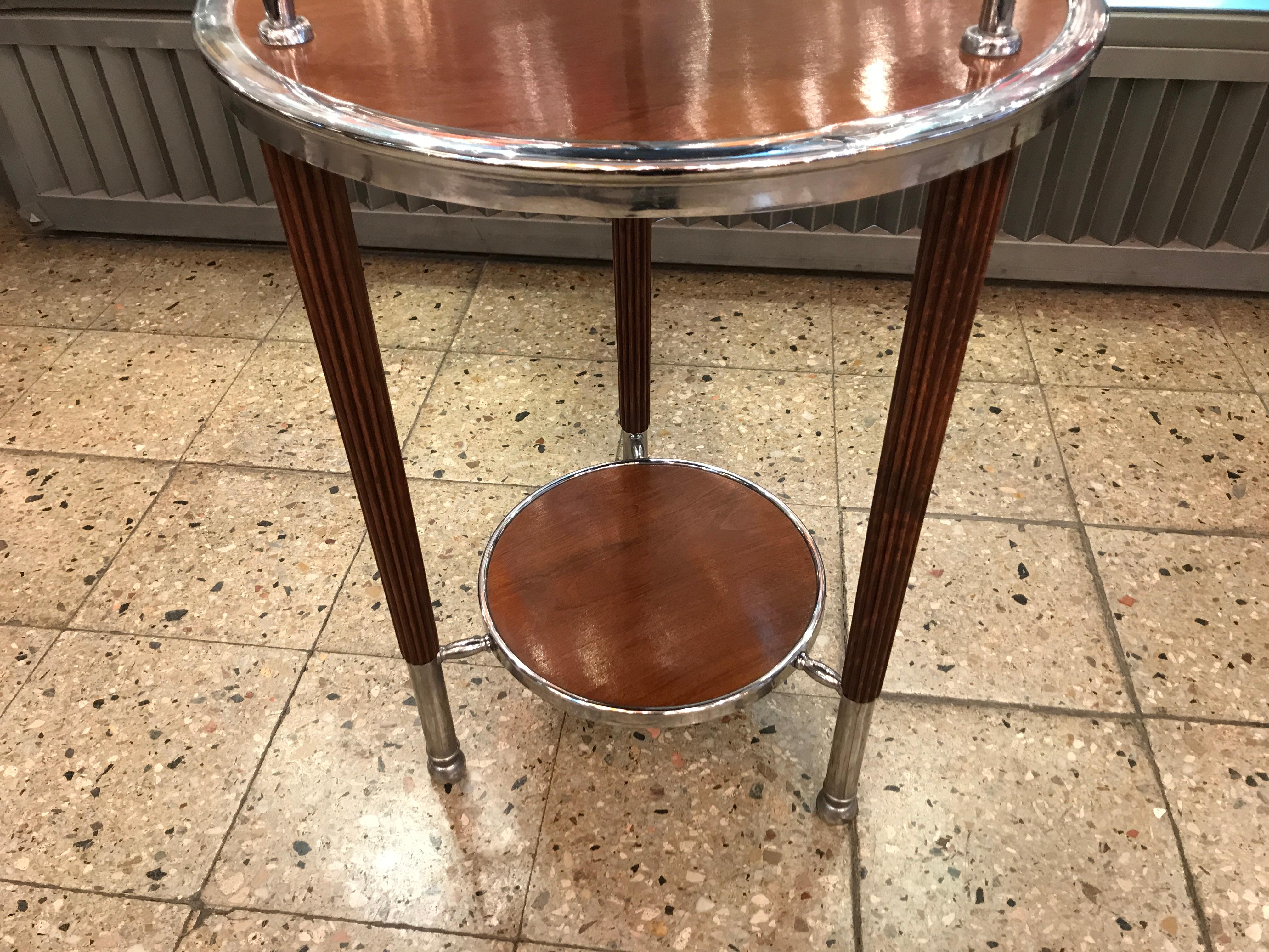 French Table in wood and chrome, 1920, France  For Sale