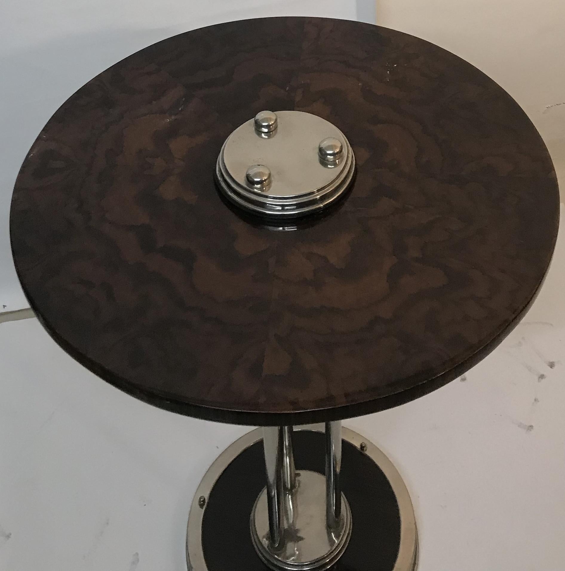 Table in Wood and Chrome, 1920, France For Sale 1