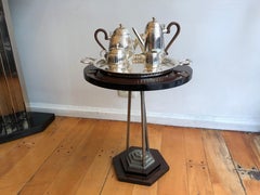 Table in wood and silver plated, 1930, France