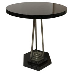 Table in wood and silver plated, 1930, France 