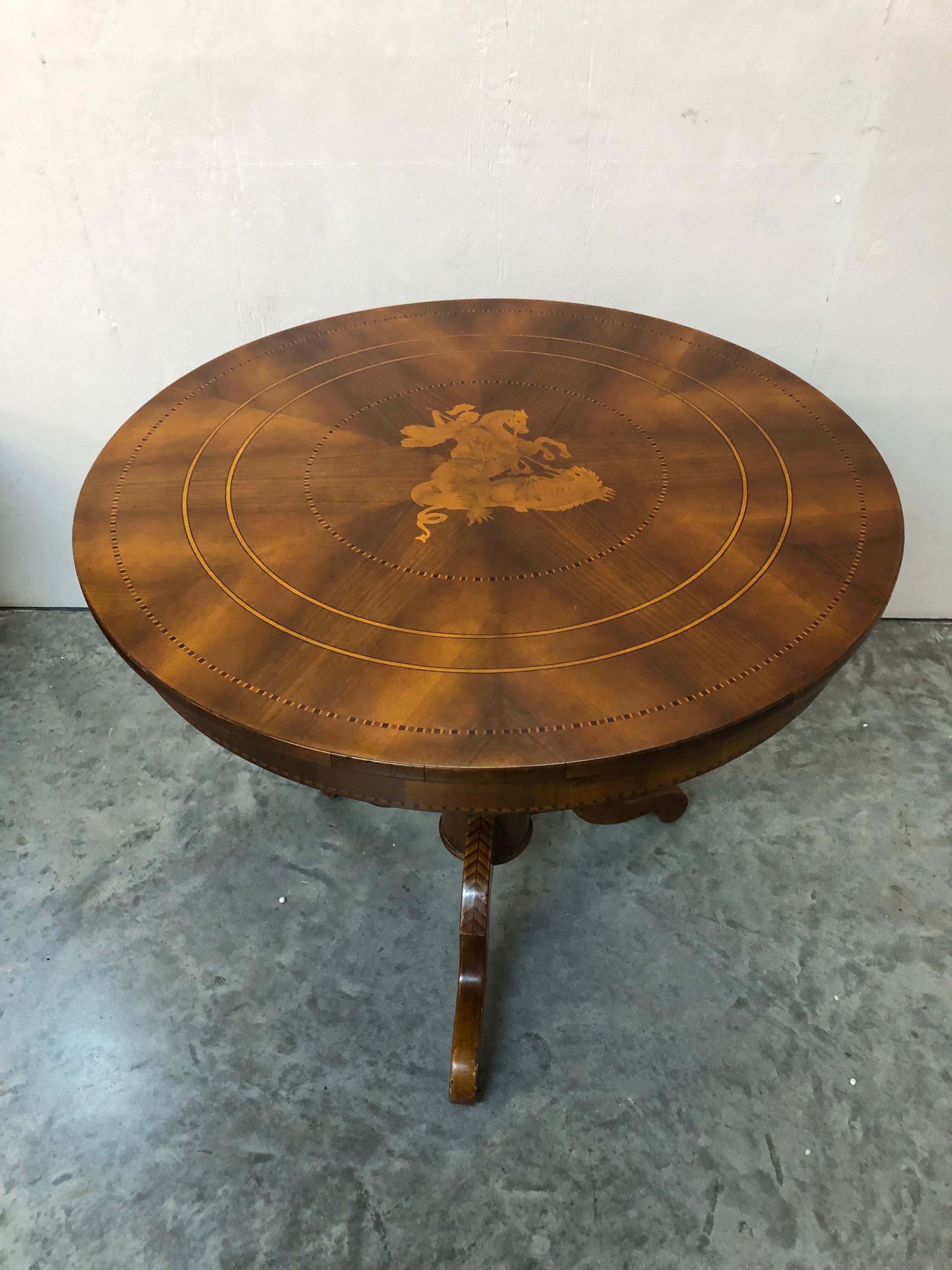Table in Wood with Saint George For Sale 4