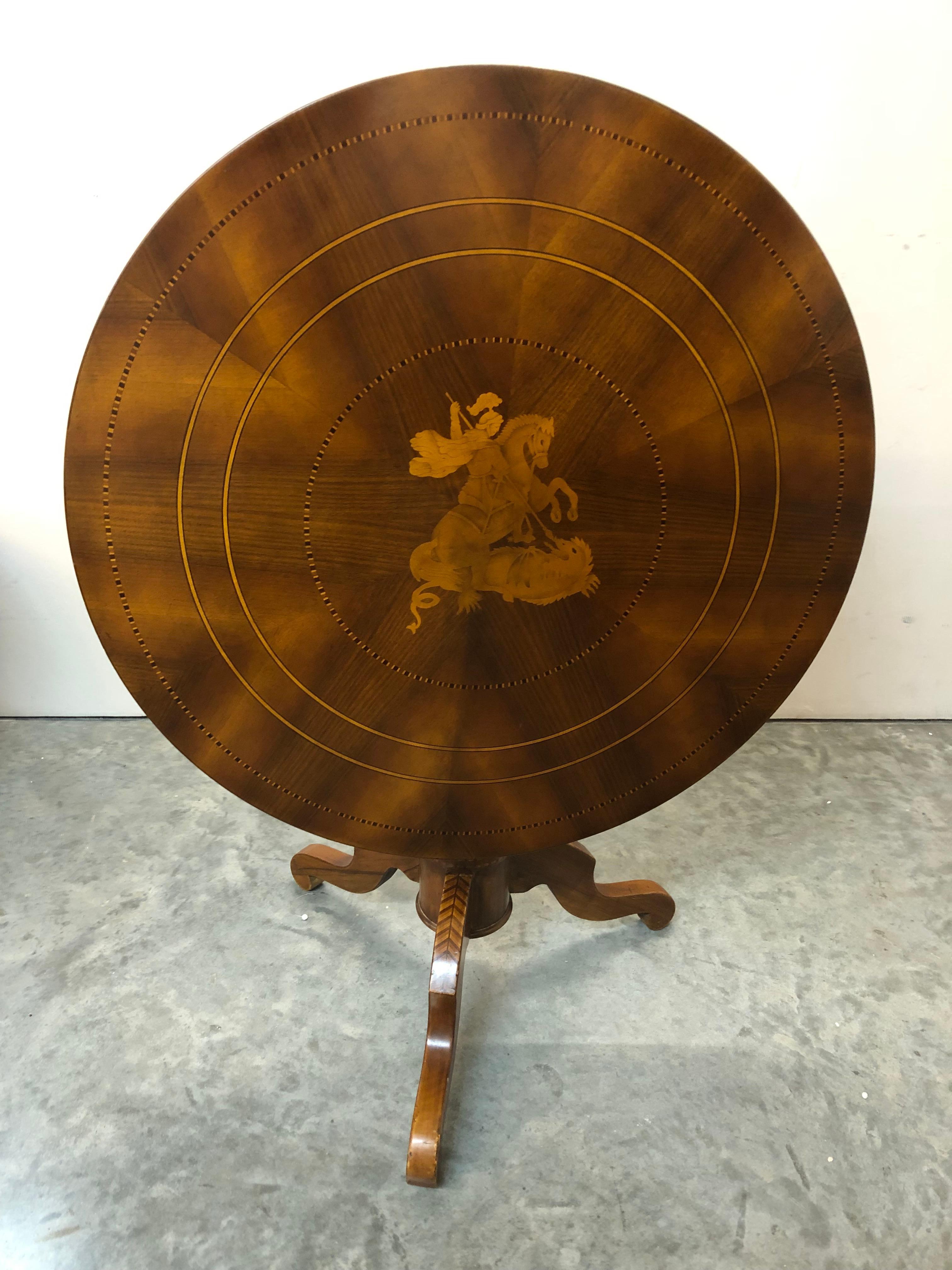 Table in Wood with Saint George For Sale 2