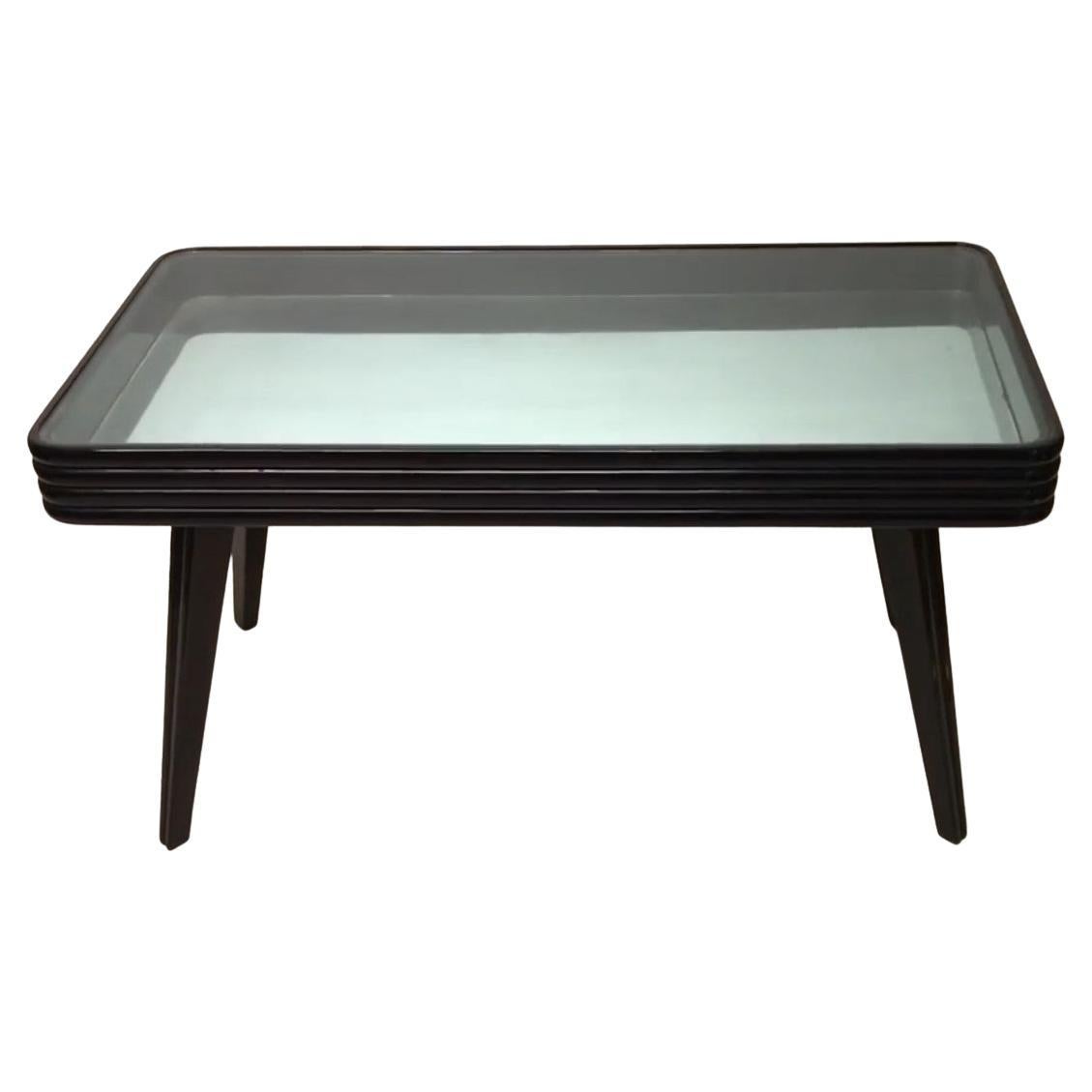 Table Italian in Wood, Glass and Mirror, 1950 For Sale