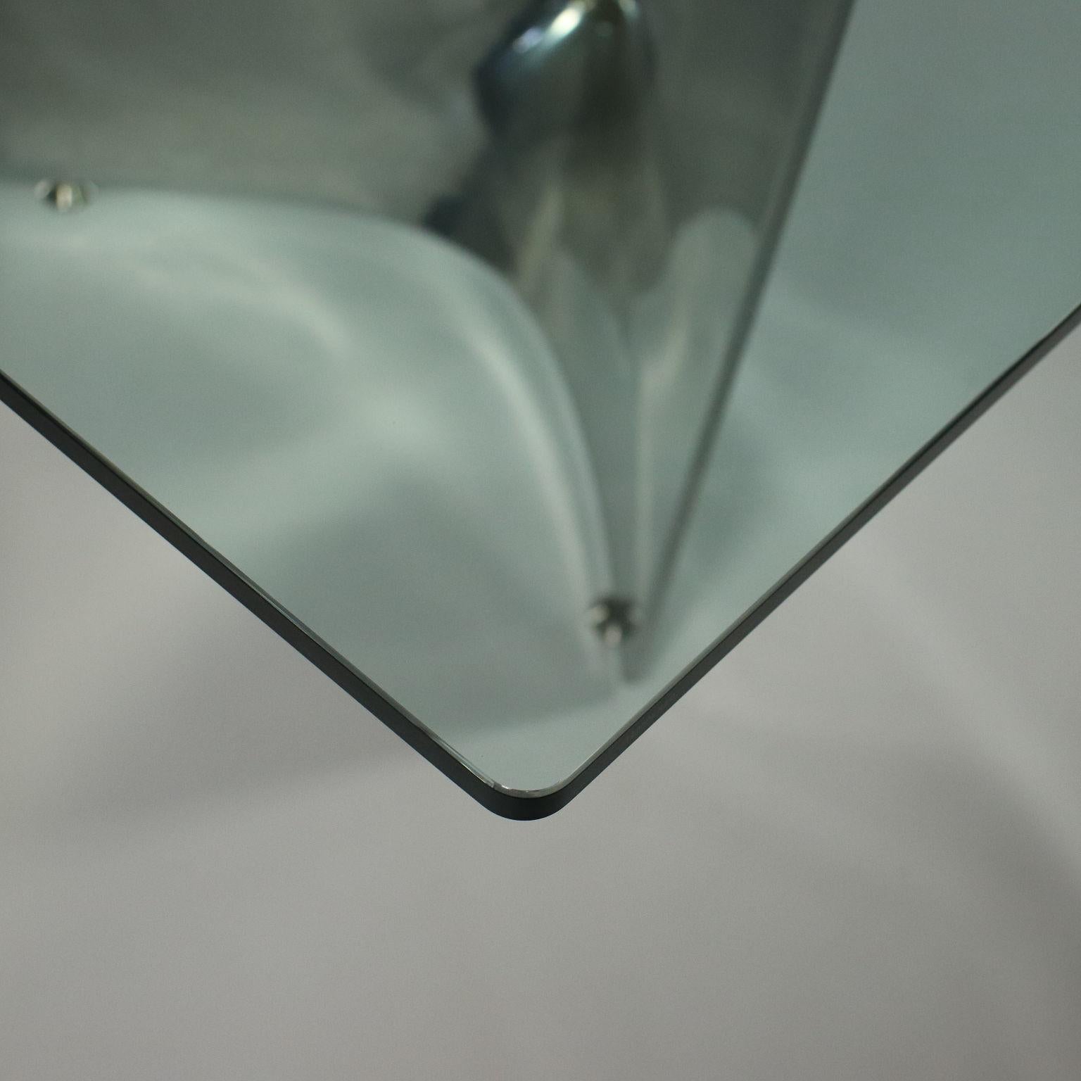 Table Jeff Miller Chromed Cast Aluminium Glass, 2000s In Good Condition In Milano, IT