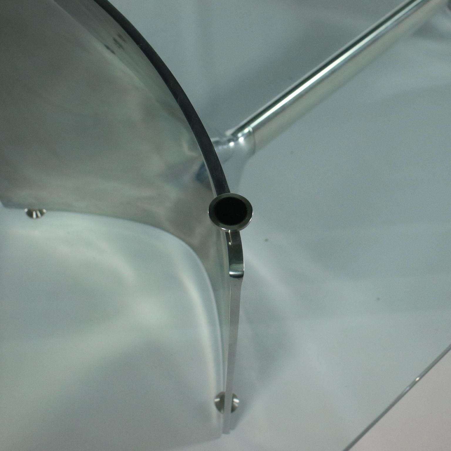 Contemporary Table Jeff Miller Chromed Cast Aluminium Glass, 2000s