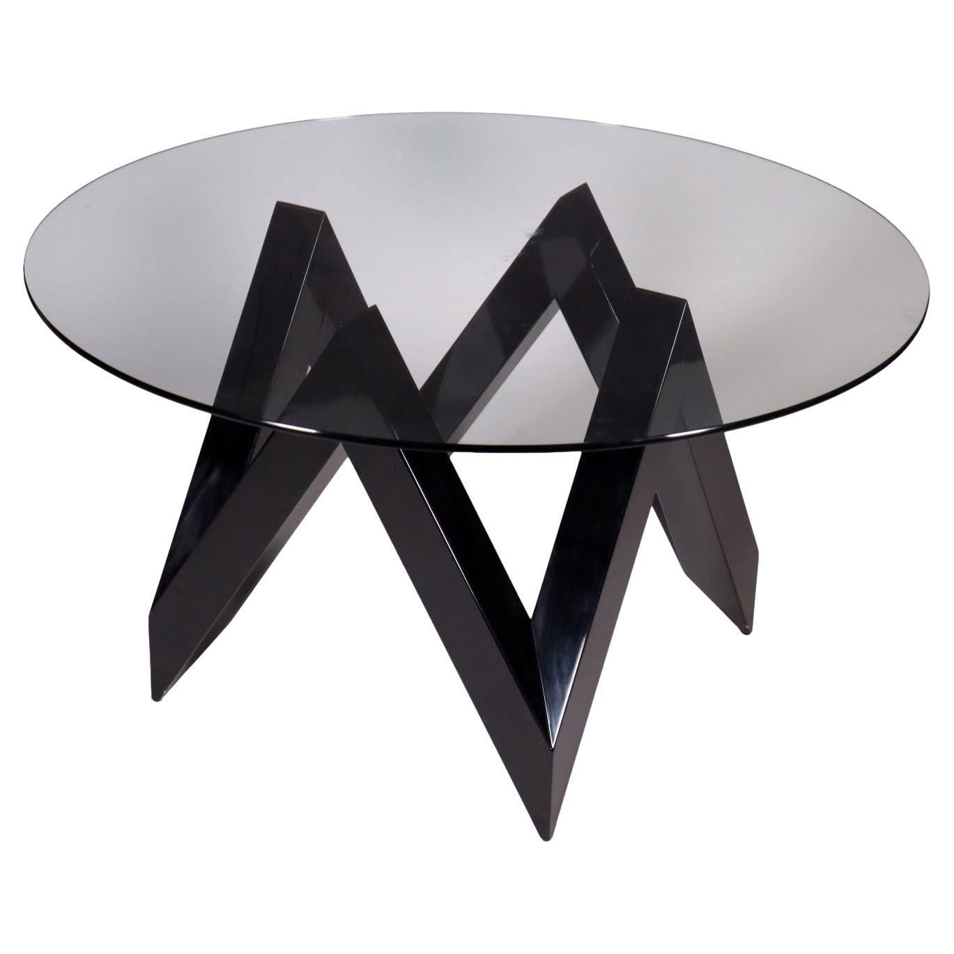 Table Lacquered Wood Glass, Italy, 1980s 1990s