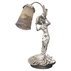 Table Lamp, 1900, Silver Plated Metal, Sign: Rouseau / Muller