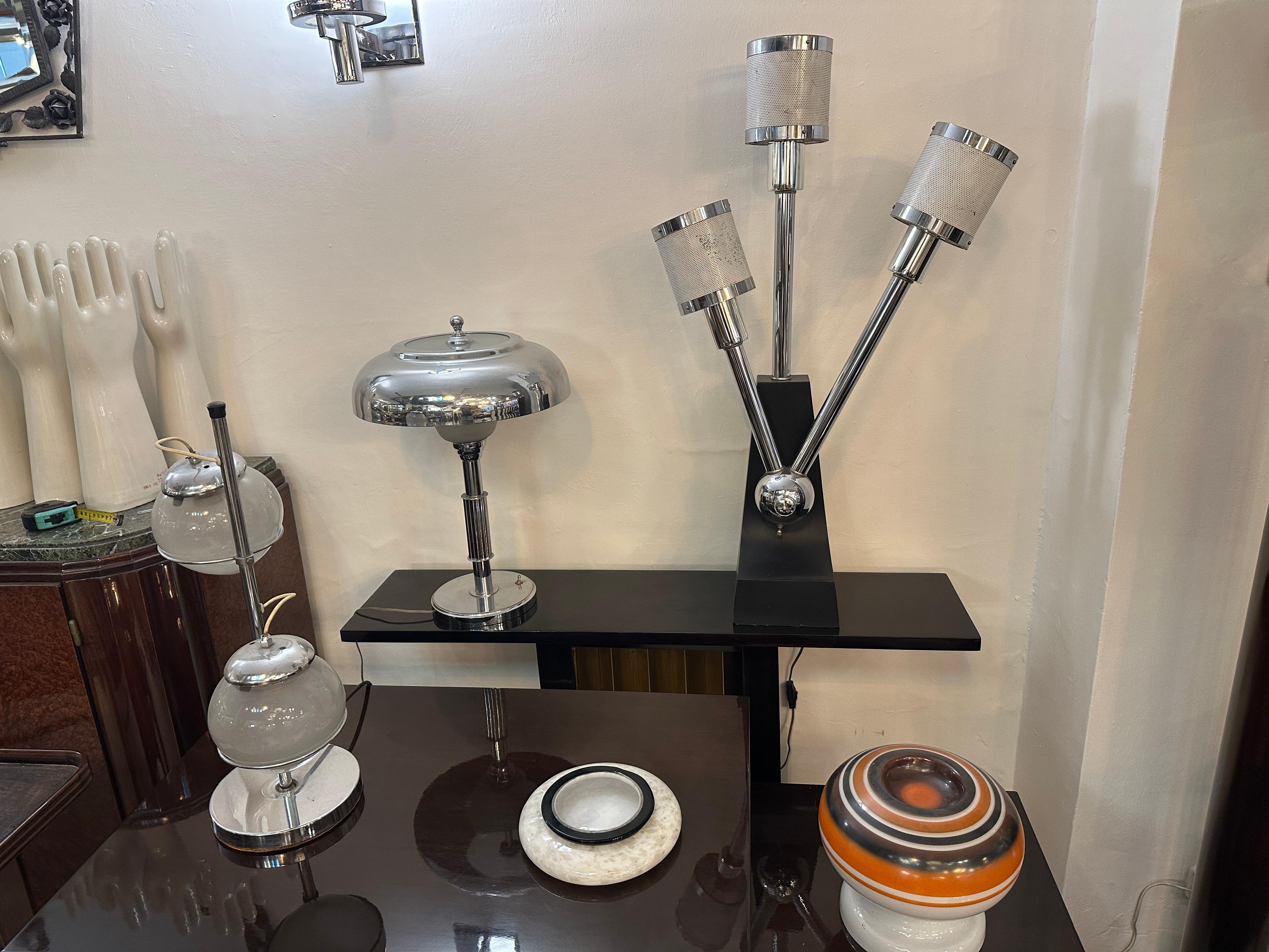 Lámpara de mesa, 1950, Materiales: cristal y cromo en venta 13