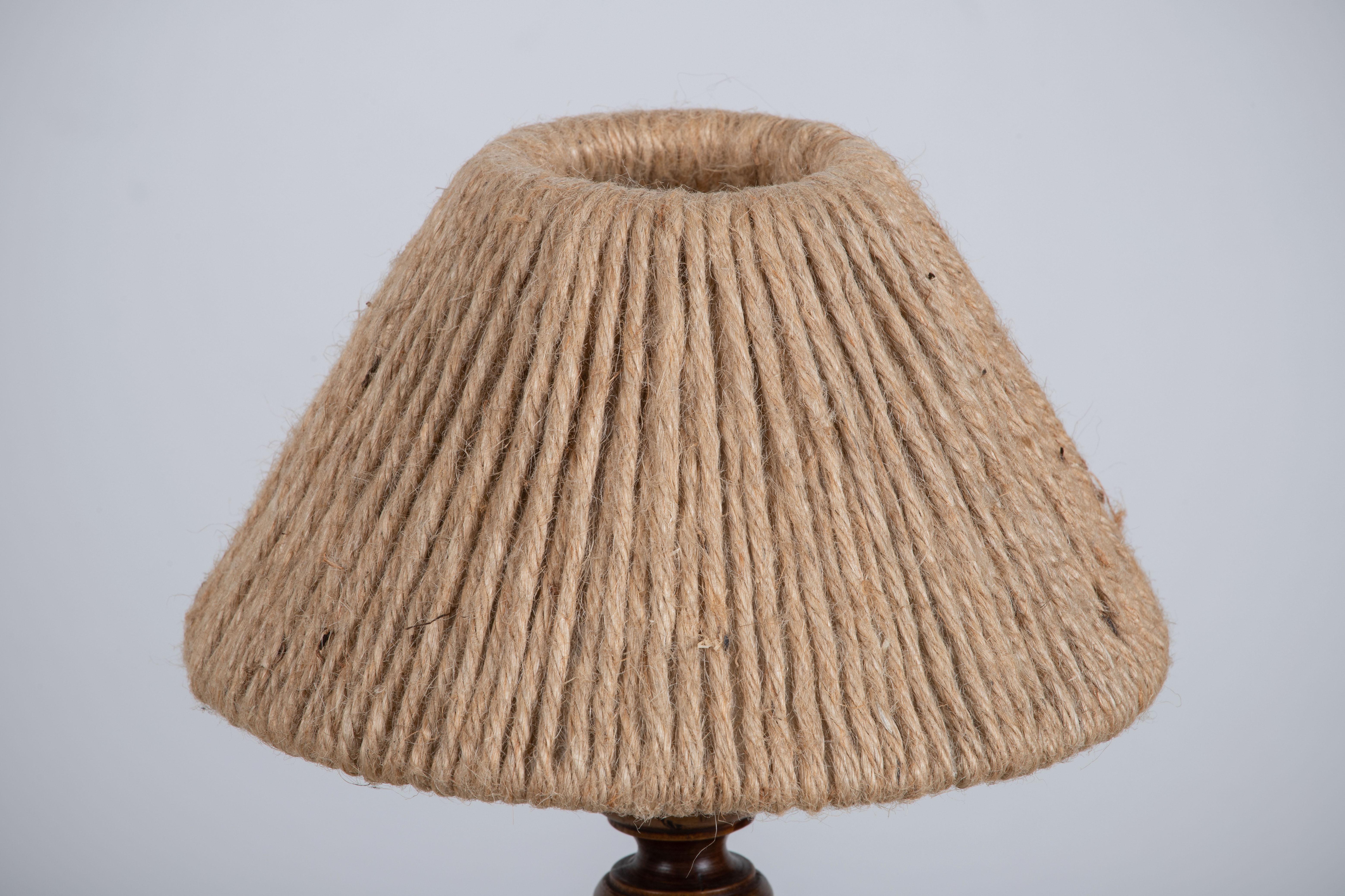 Oak Table Lamp, 1960, France, a Pair For Sale