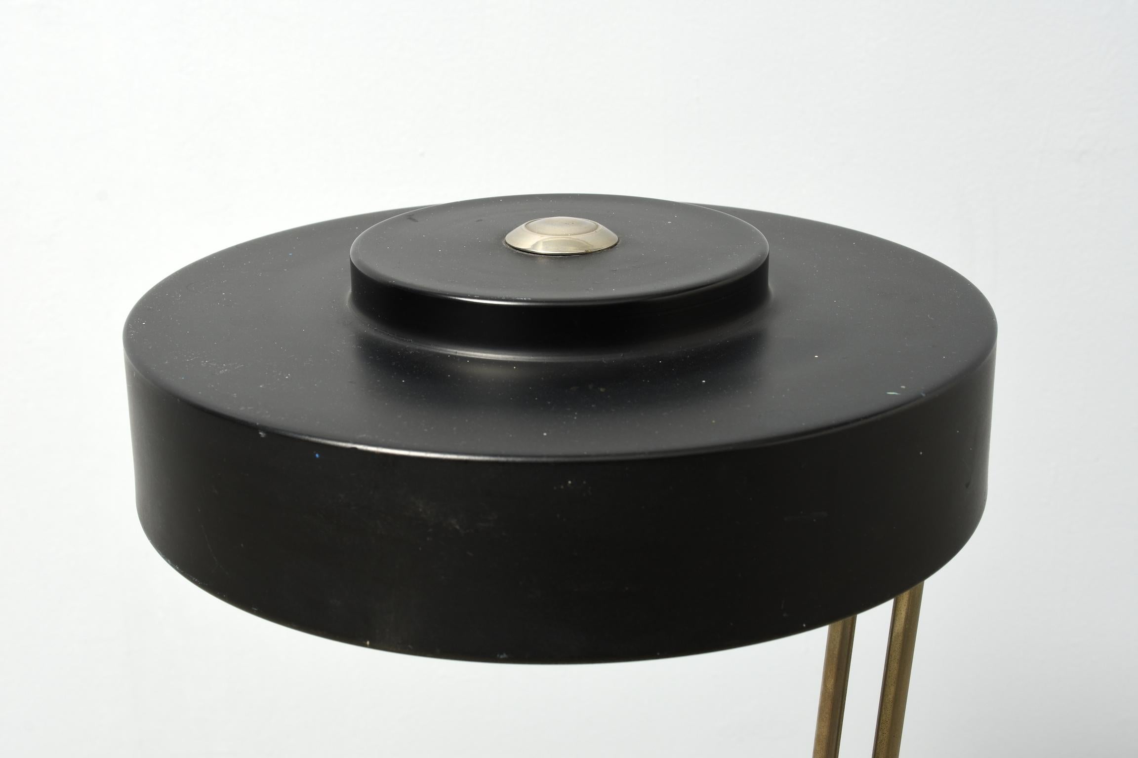 Table Lamp 1960s Black Painted Sheet Metal with Adjustable Joint Bar in Chrome In Good Condition In Zürich, Zürich