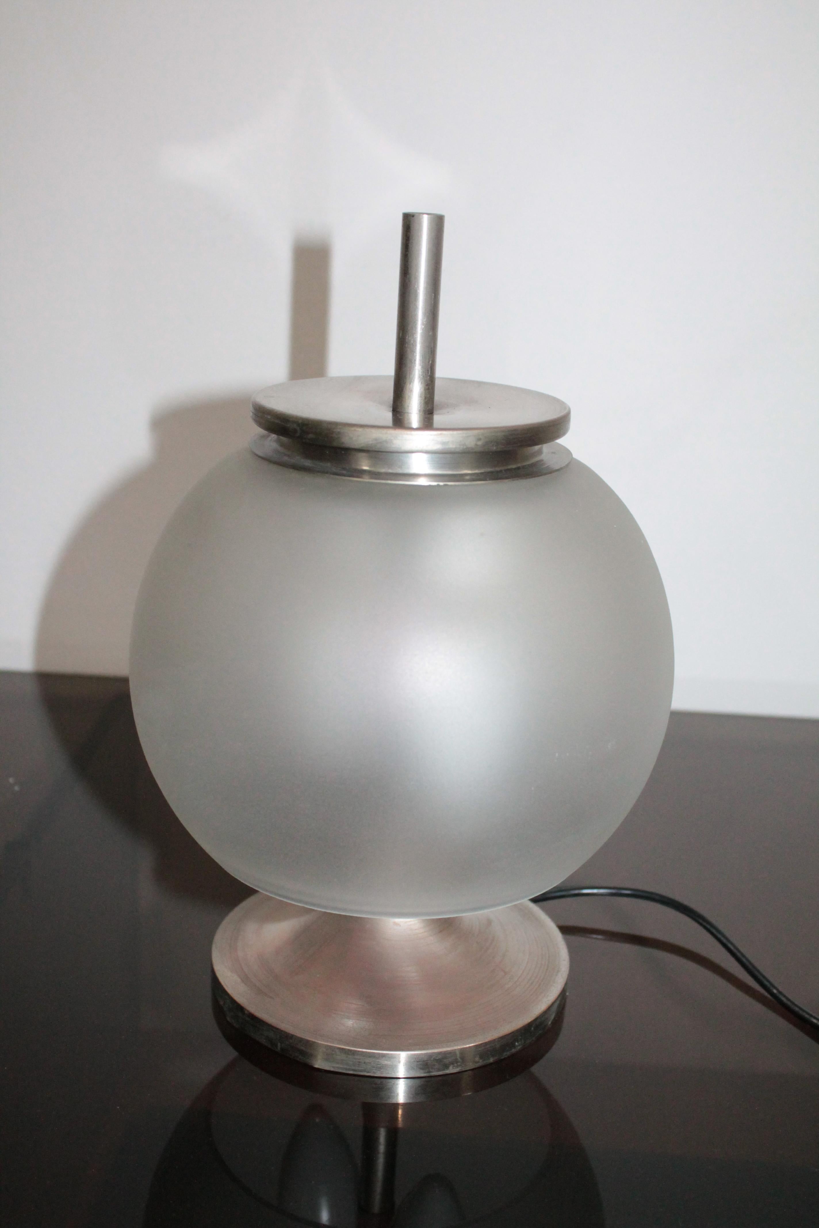 Italian Table Lamp 1960s by Artemide Design Sergio Mazza Frosted Glass