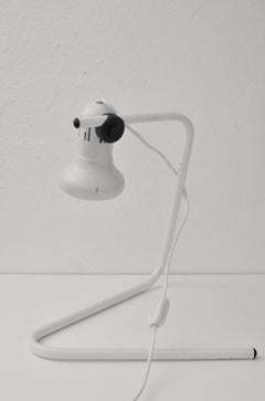 Vintage Table Lamp, White Metal, Mid-Century Modern, Slovenia, 1980s