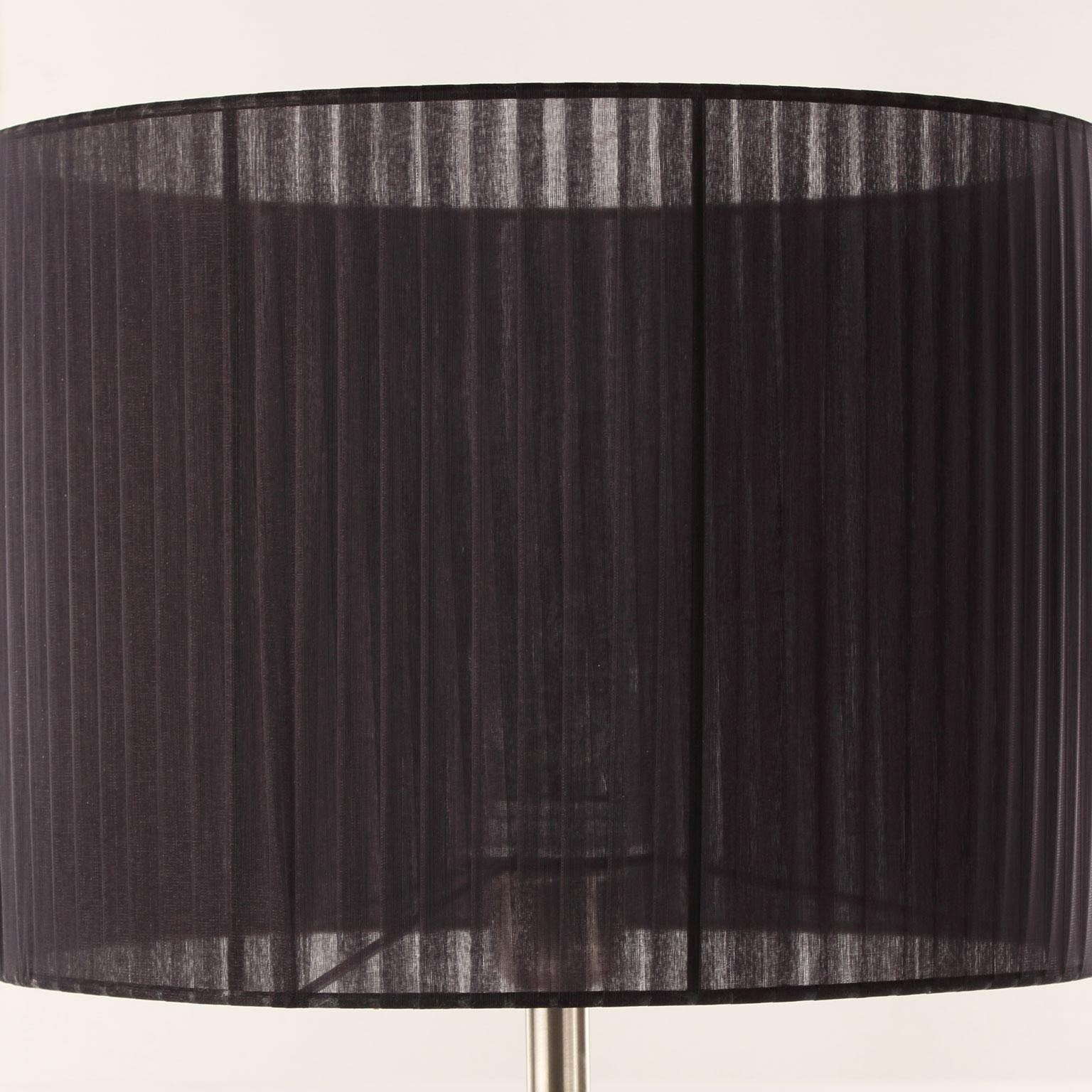 Other Artistic Table Lamp Grey Glass, Clear “Bugne” Black Lampshade by Multiforme For Sale