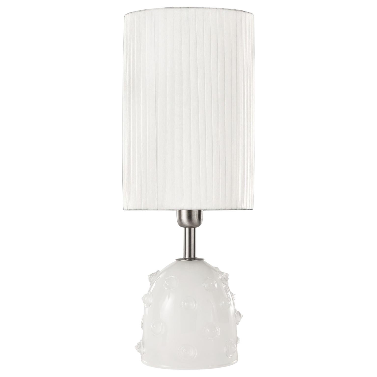 Artistic Table Lamp Silk Glass Clear “Borchie” Grey Lampshade by Multiforme For Sale