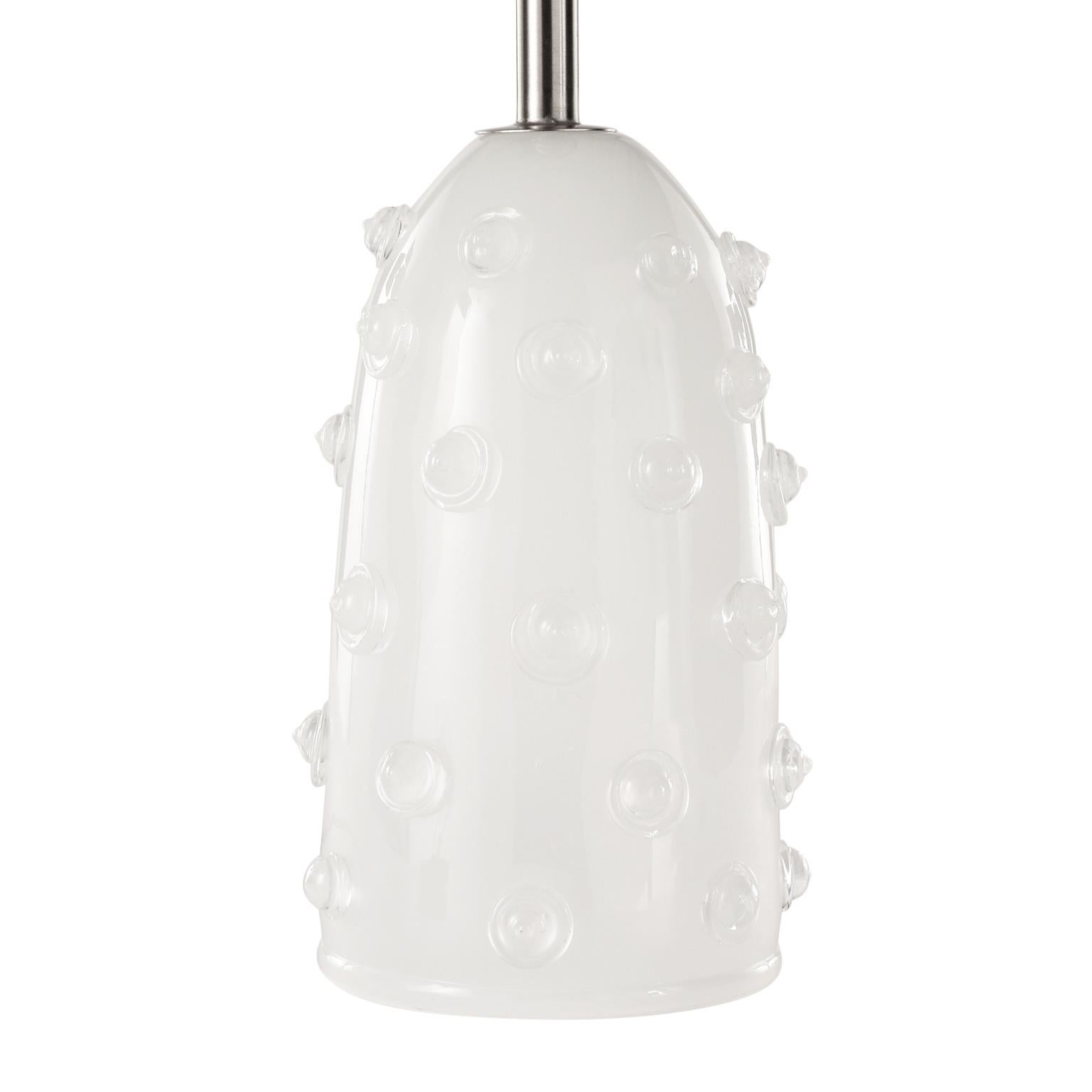 Other Artistic Table Lamp Silk Glass Clear “Borchie” Grey Lampshade by Multiforme For Sale