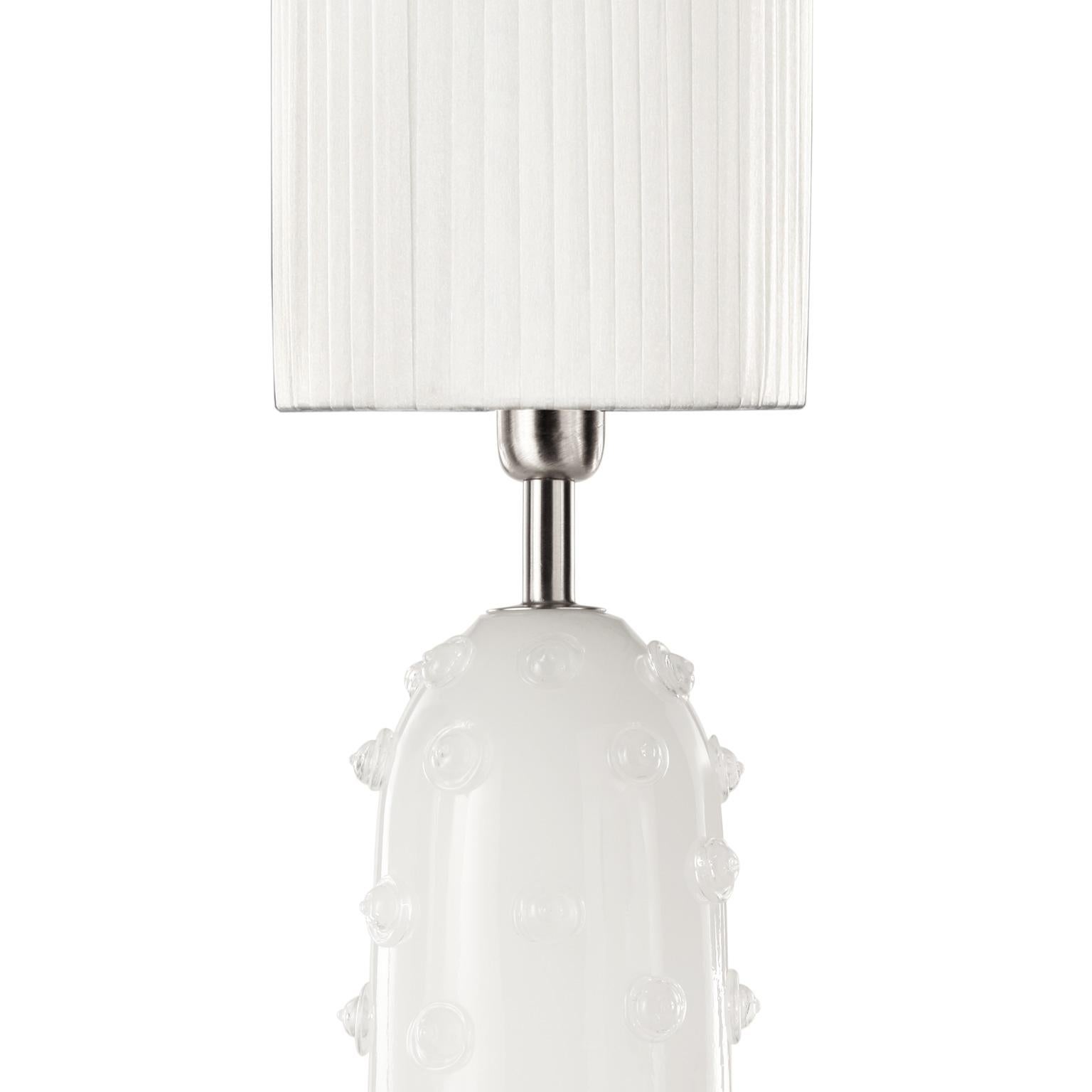 Autre Lampe de bureau artistique en verre de soie avec abat-jour gris Borchie transparent par Multiforme en vente