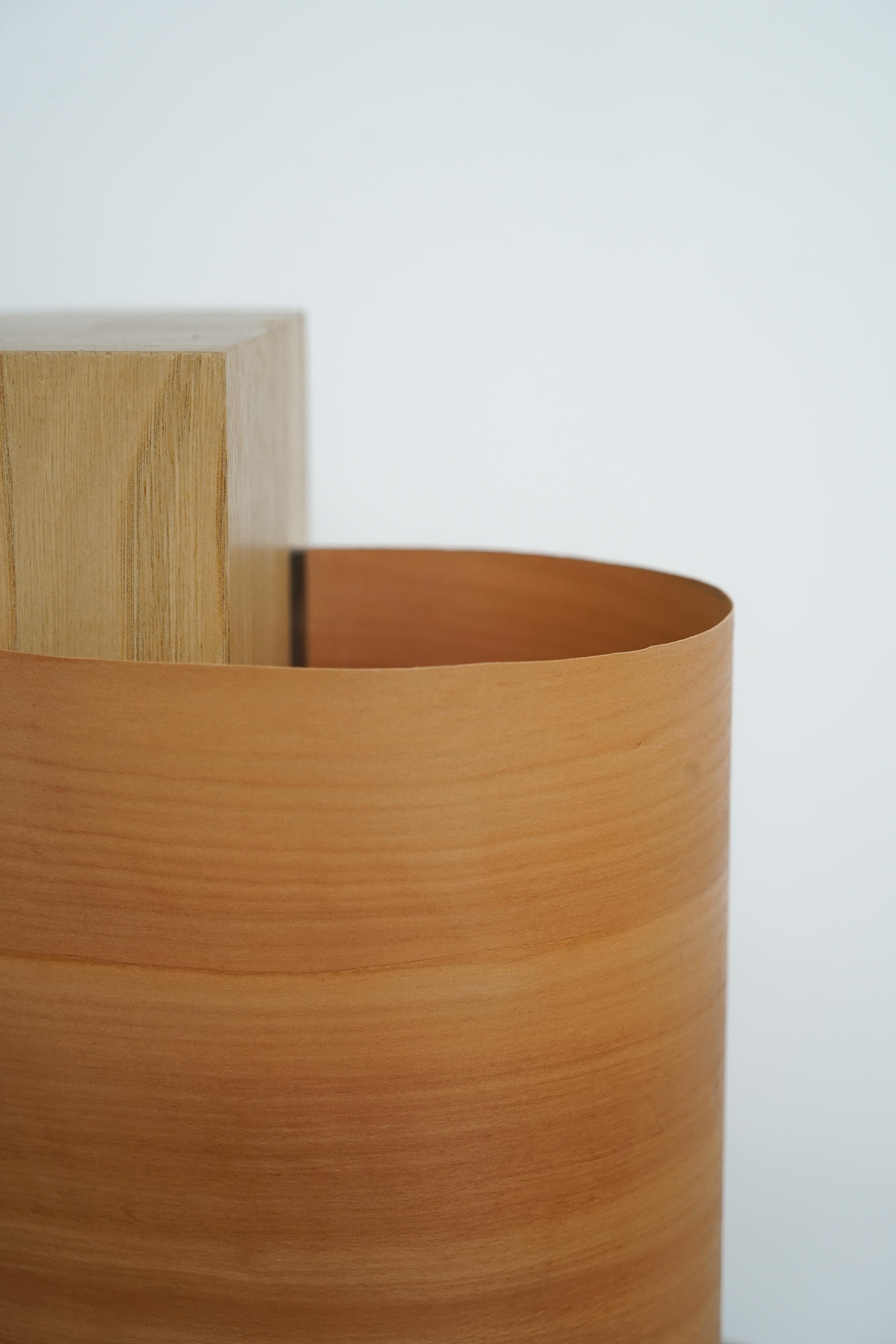 Contemporary Table Lamp 6/10, Oak and Pear Wood, Handmade in France, OROS Edition For Sale