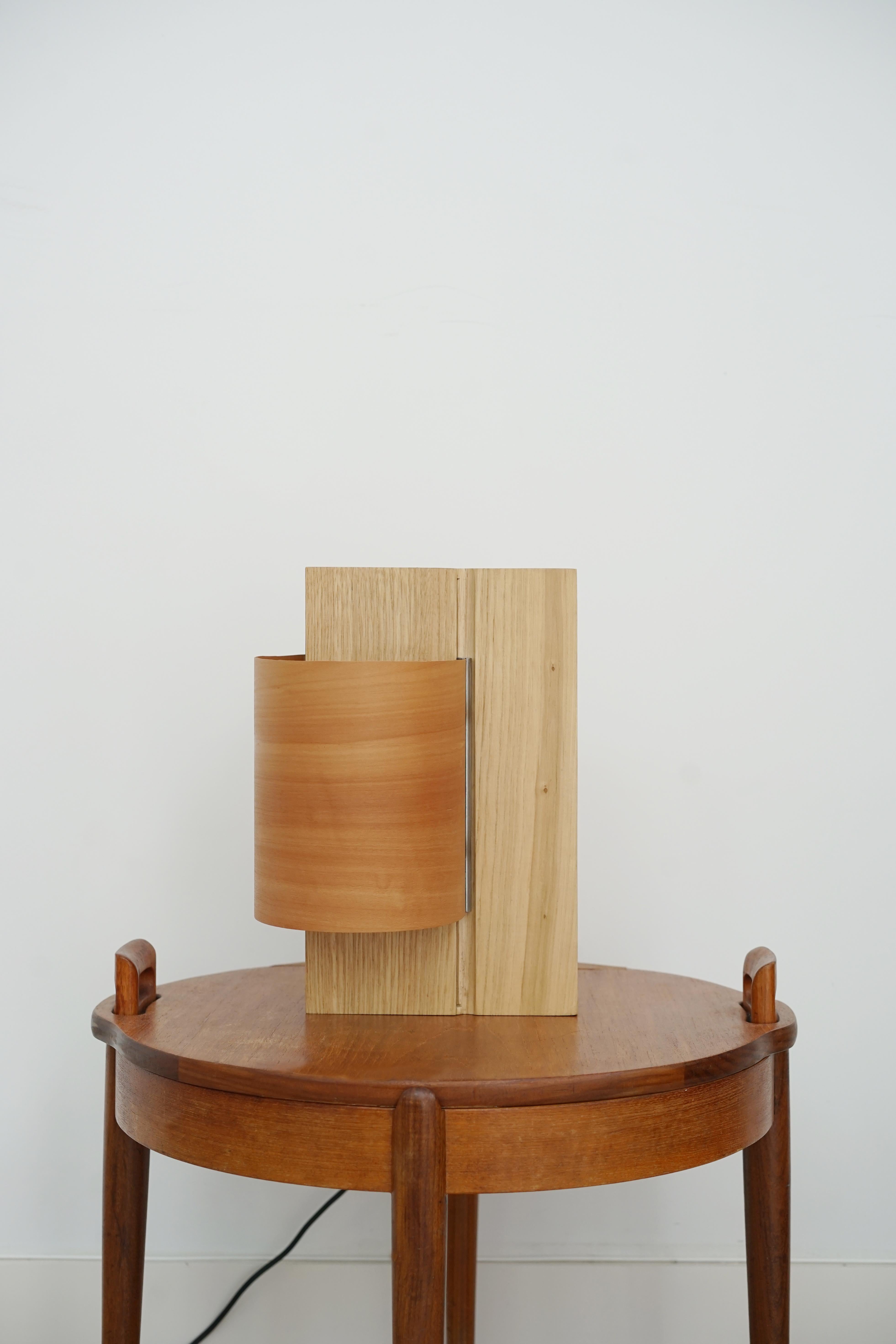 Table Lamp 6/10, Oak and Pear Wood, Handmade in France, OROS Edition For Sale 2