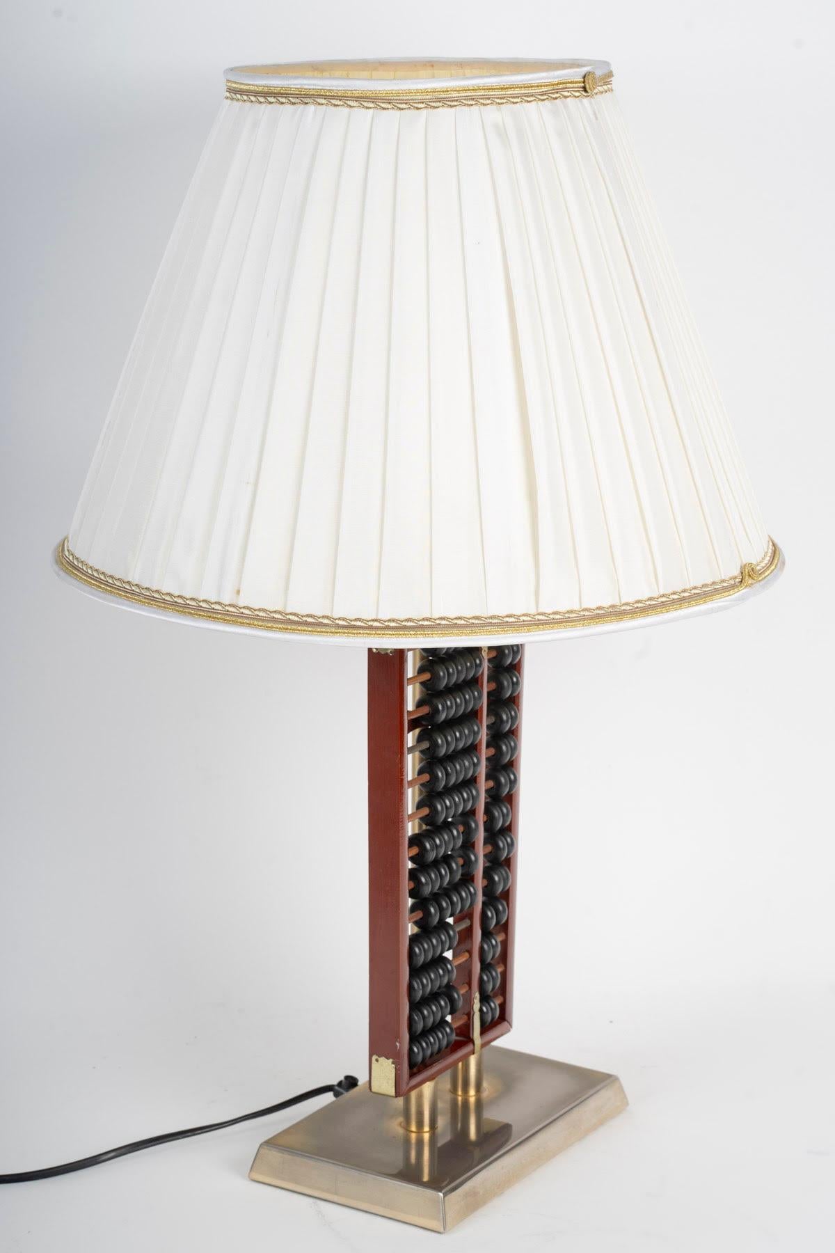 Lámpara de sobremesa, Ábaco de madera lacada y metal, 1960. Francés en venta