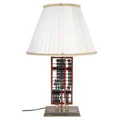 Vintage Table Lamp, Abacus in Lacquered Wood and Metal, 1960.