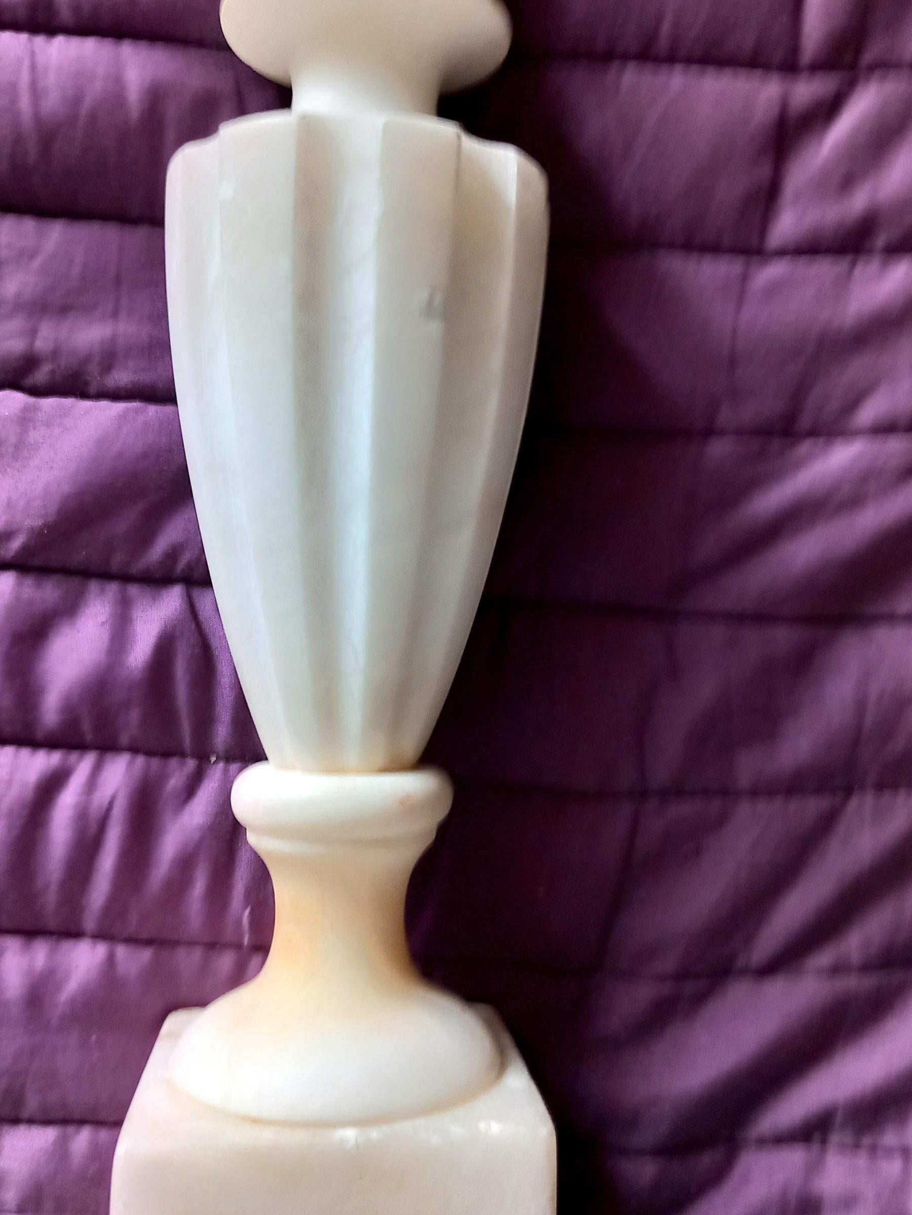 Spanish Table Lamp Alabaster or Marble White Art Deco  Large  Early 20th Century Spain For Sale