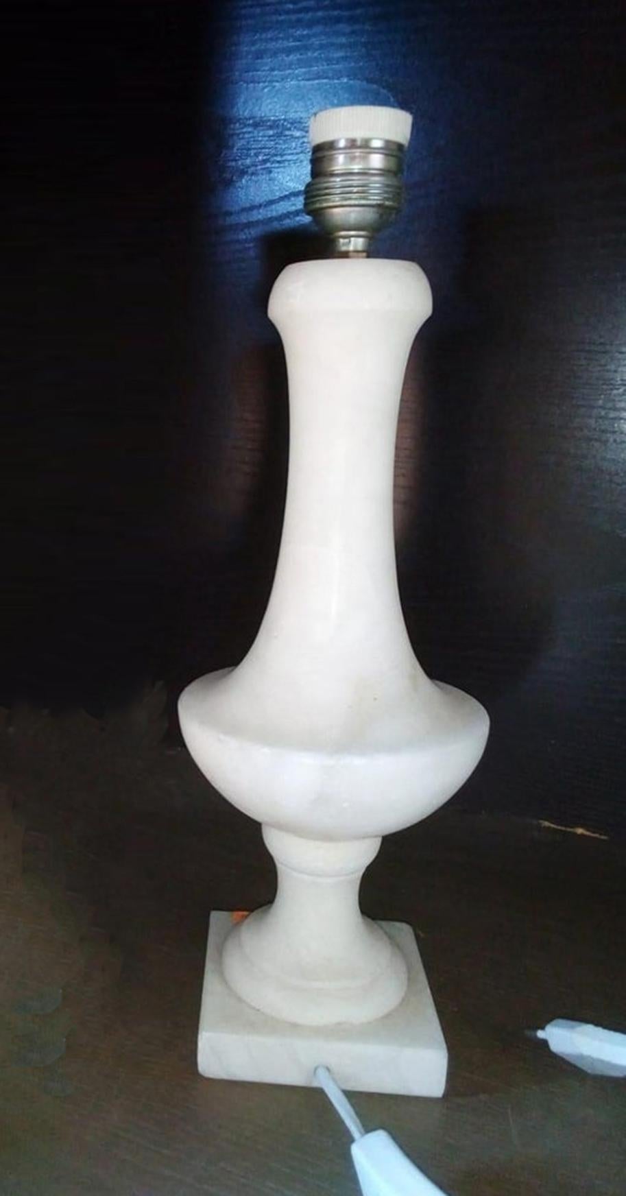 Art Deco Alabaster Table Lamp  Whitr Color Italy, 1950s 2