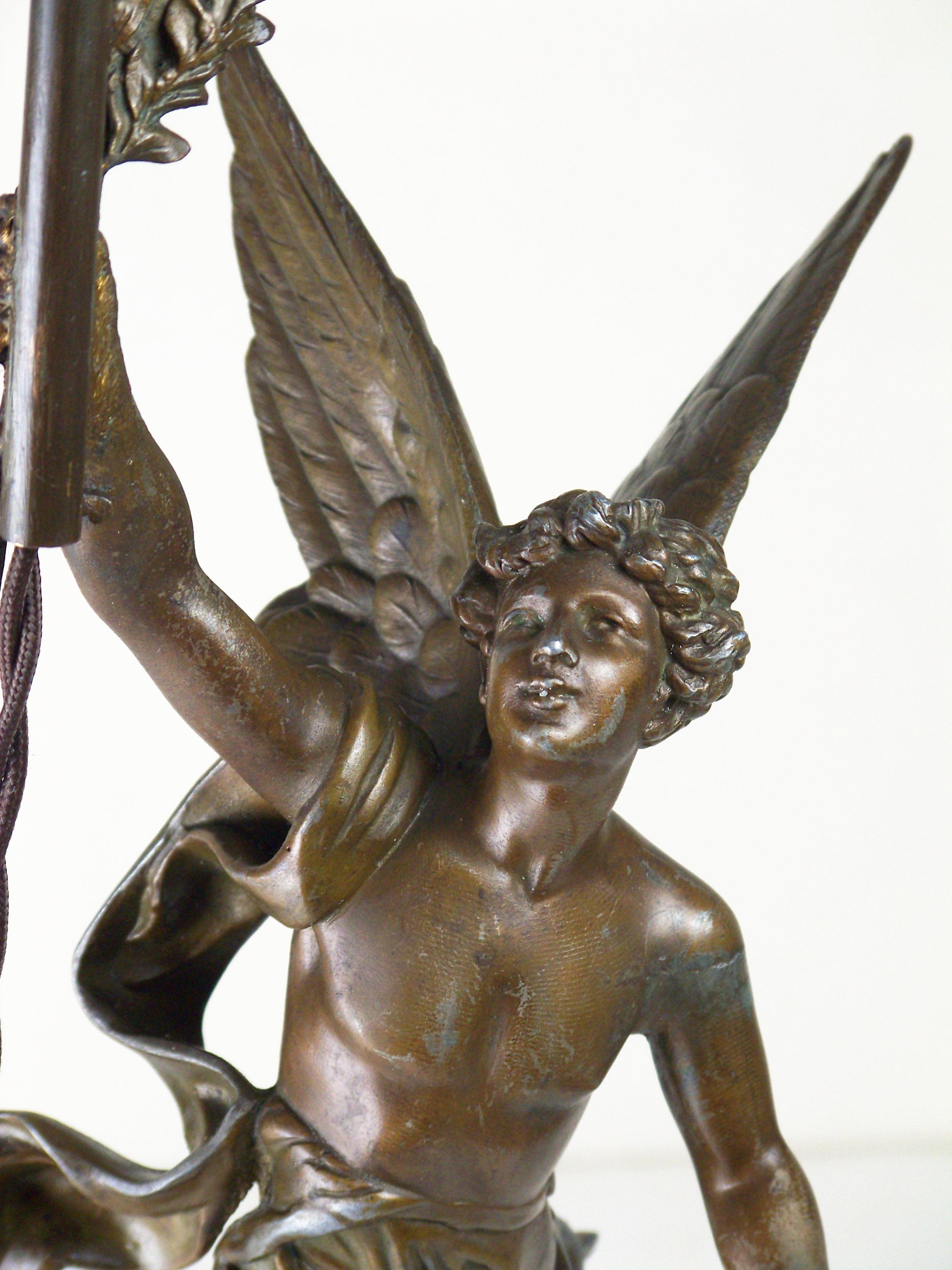 French Table Lamp, Allegory of Victory, Émile Bruchon