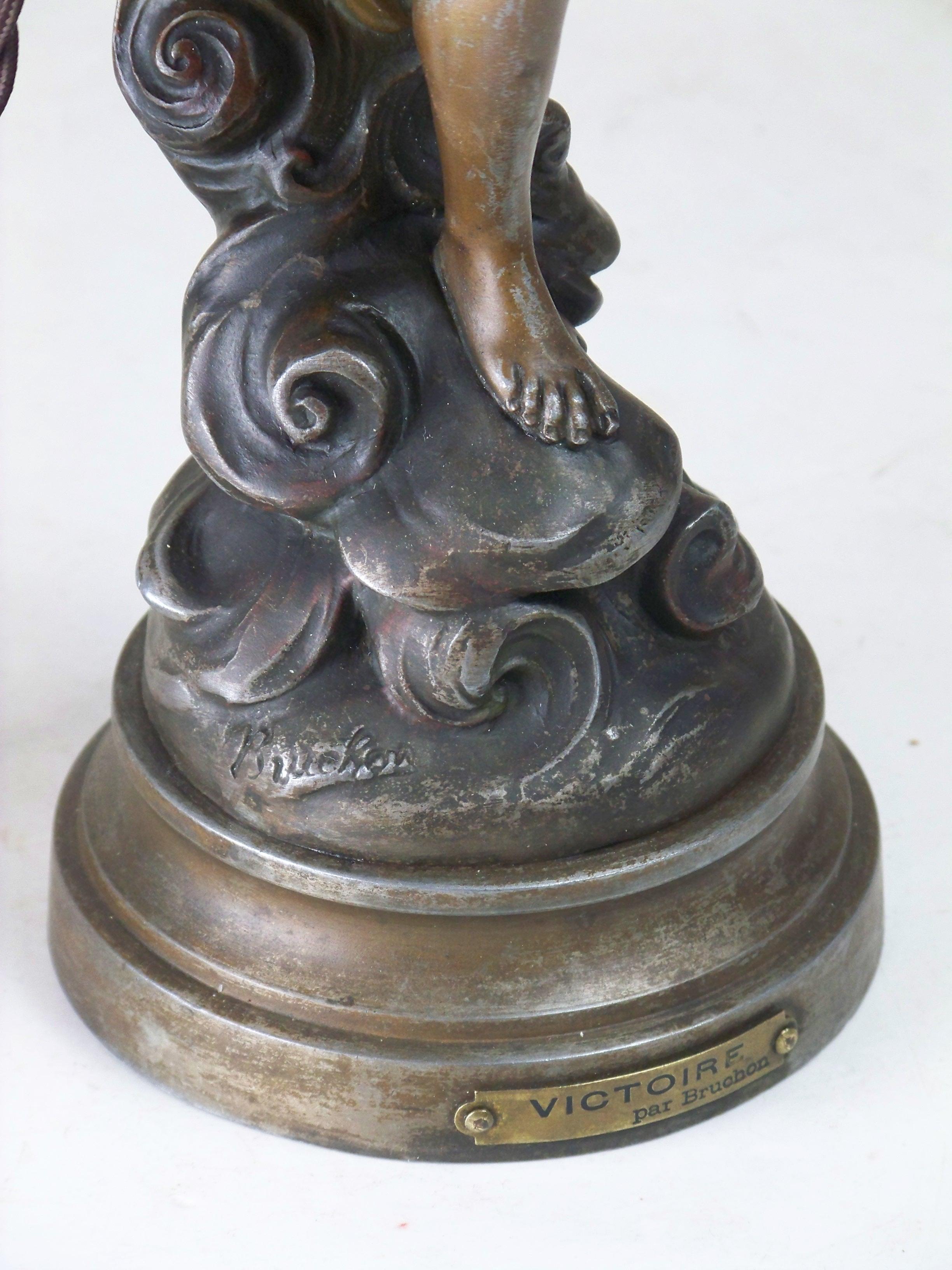 Table Lamp, Allegory of Victory, �Émile Bruchon In Good Condition In Praha, CZ