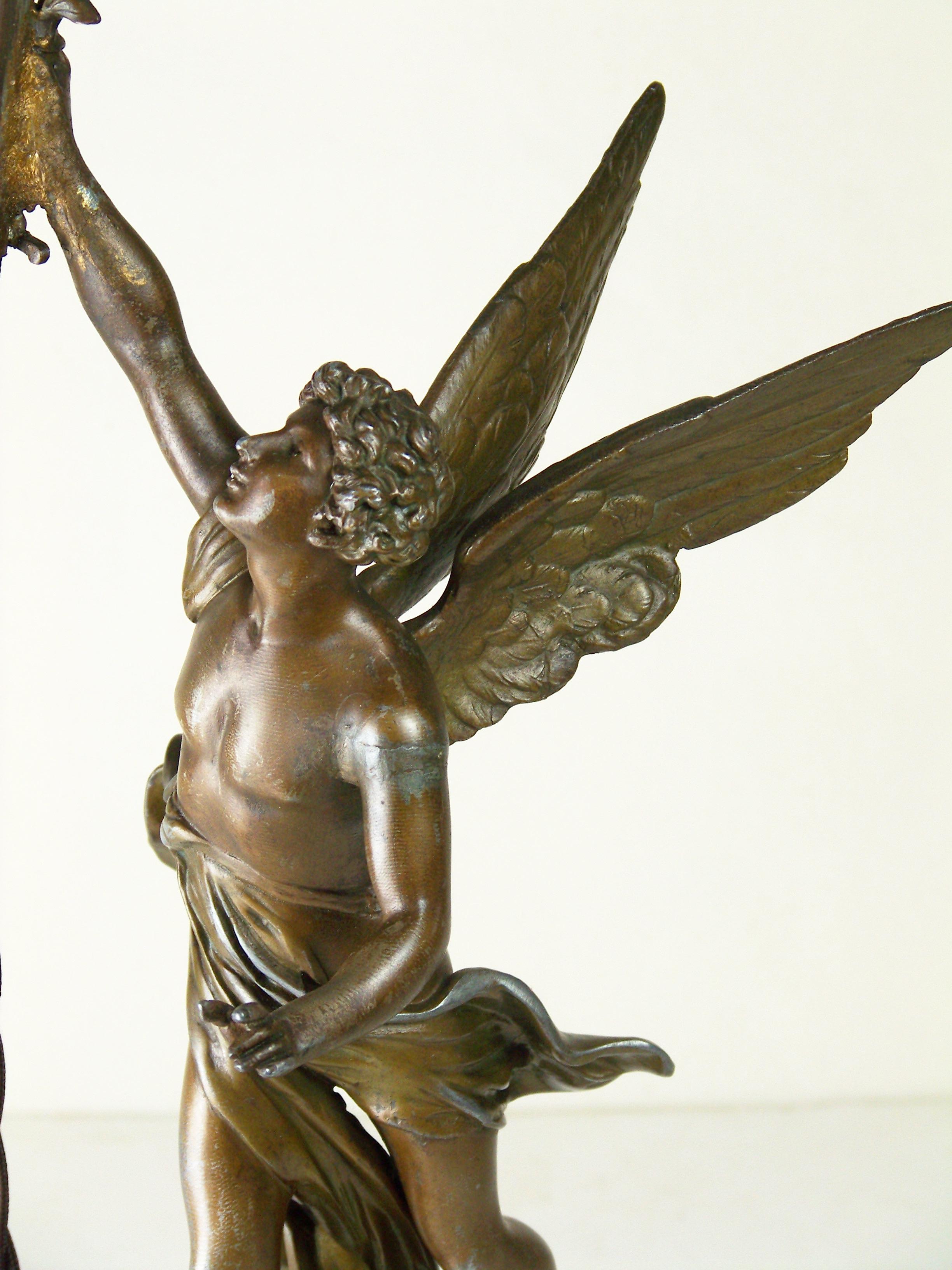 20th Century Table Lamp, Allegory of Victory, Émile Bruchon