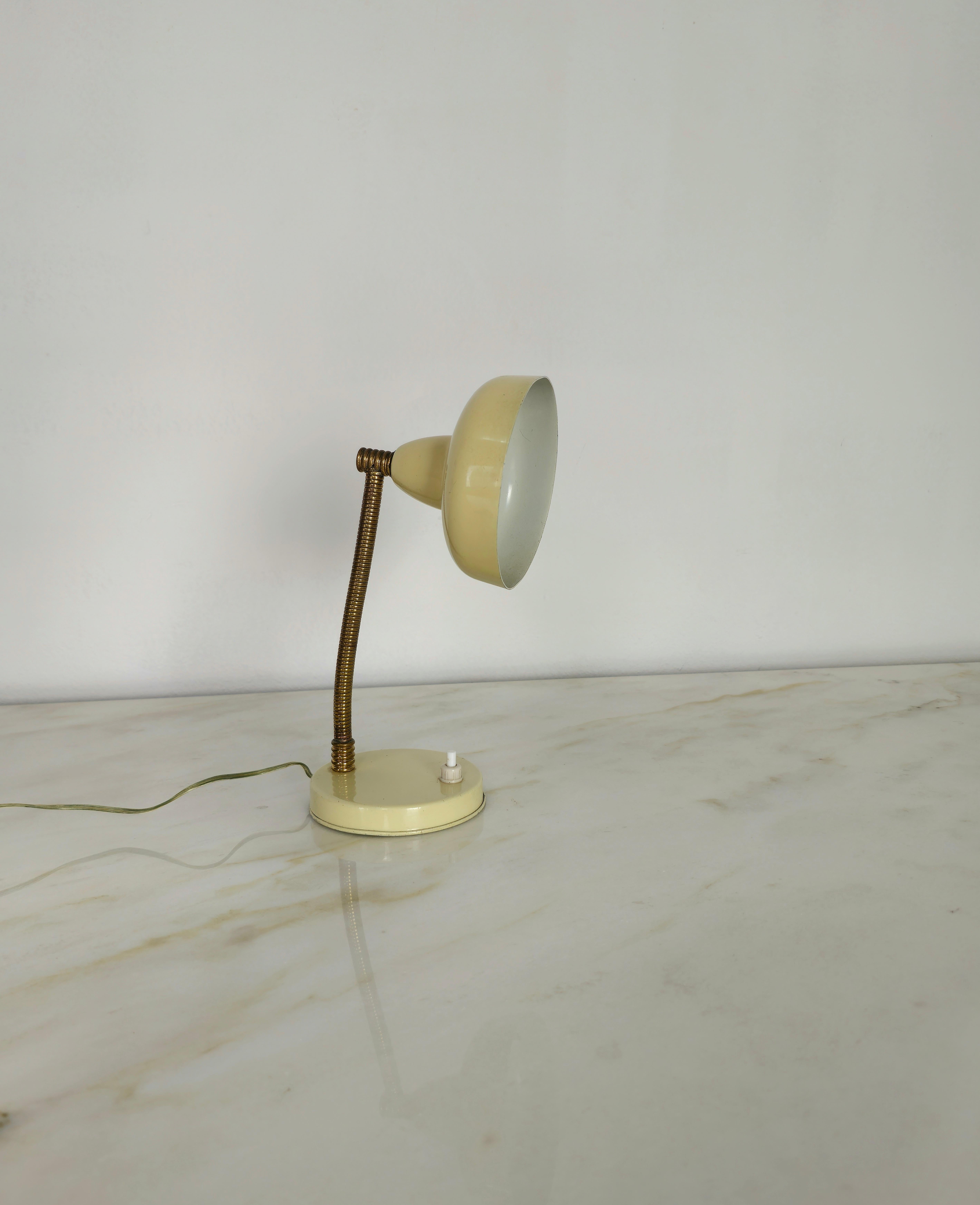20th Century Table Lamp Aluminum Brass Metal Adjustable Midcentury Italian Design 1950s