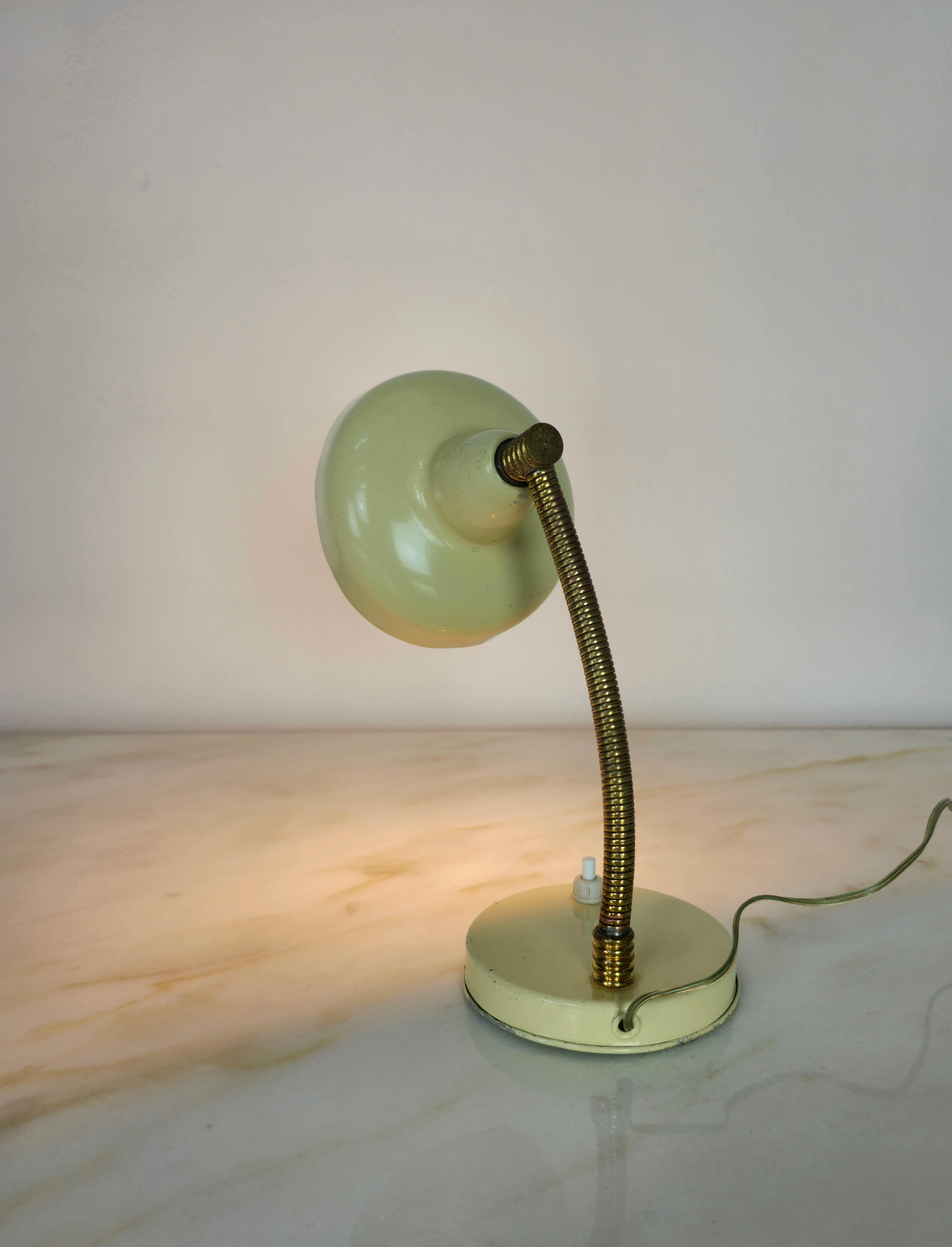Table Lamp Aluminum Brass Metal Adjustable Midcentury Italian Design 1950s 3