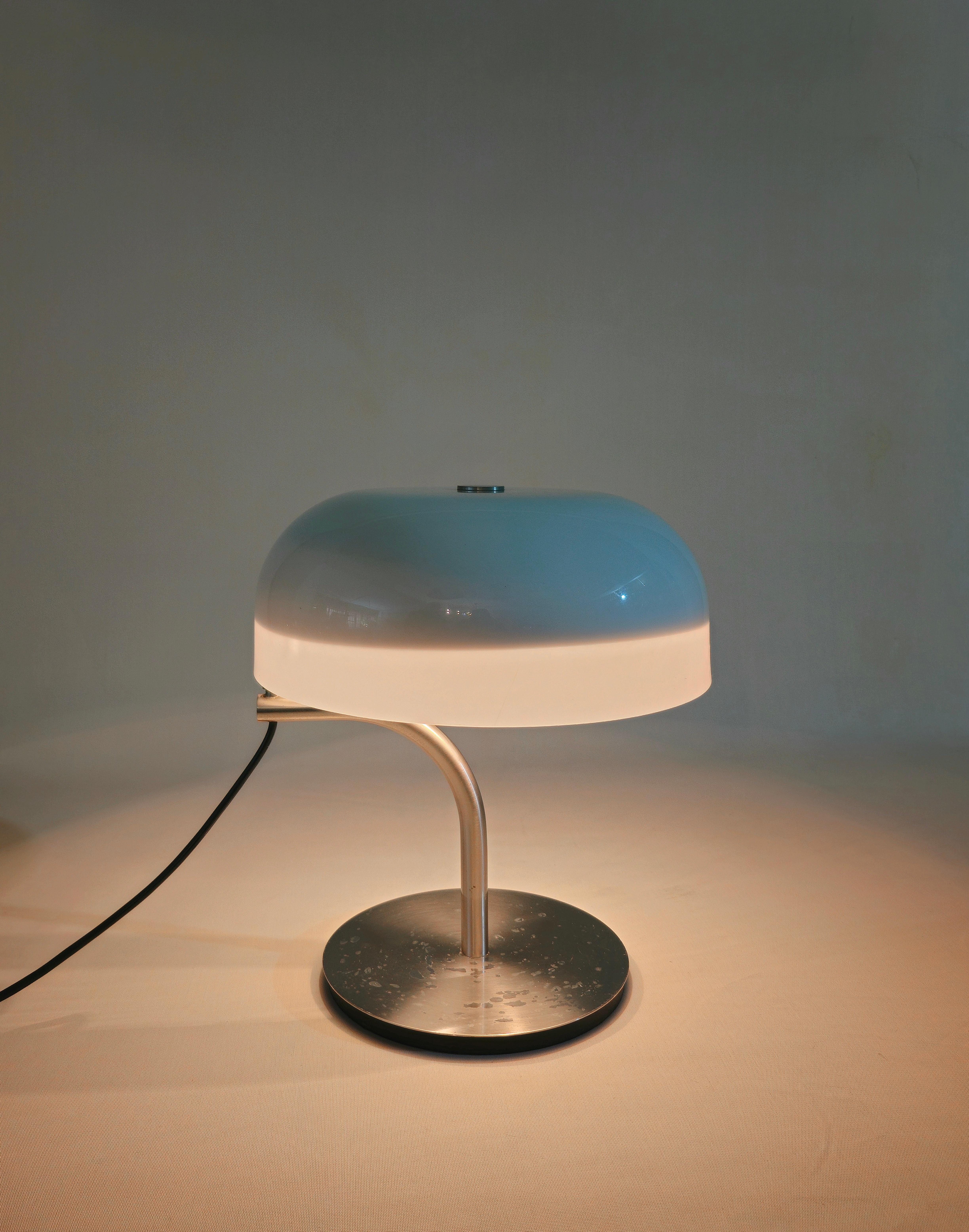 Table Lamp Aluminum Plexiglass Giotto Stoppino for Valenti Midcentury Italy 70s For Sale 1