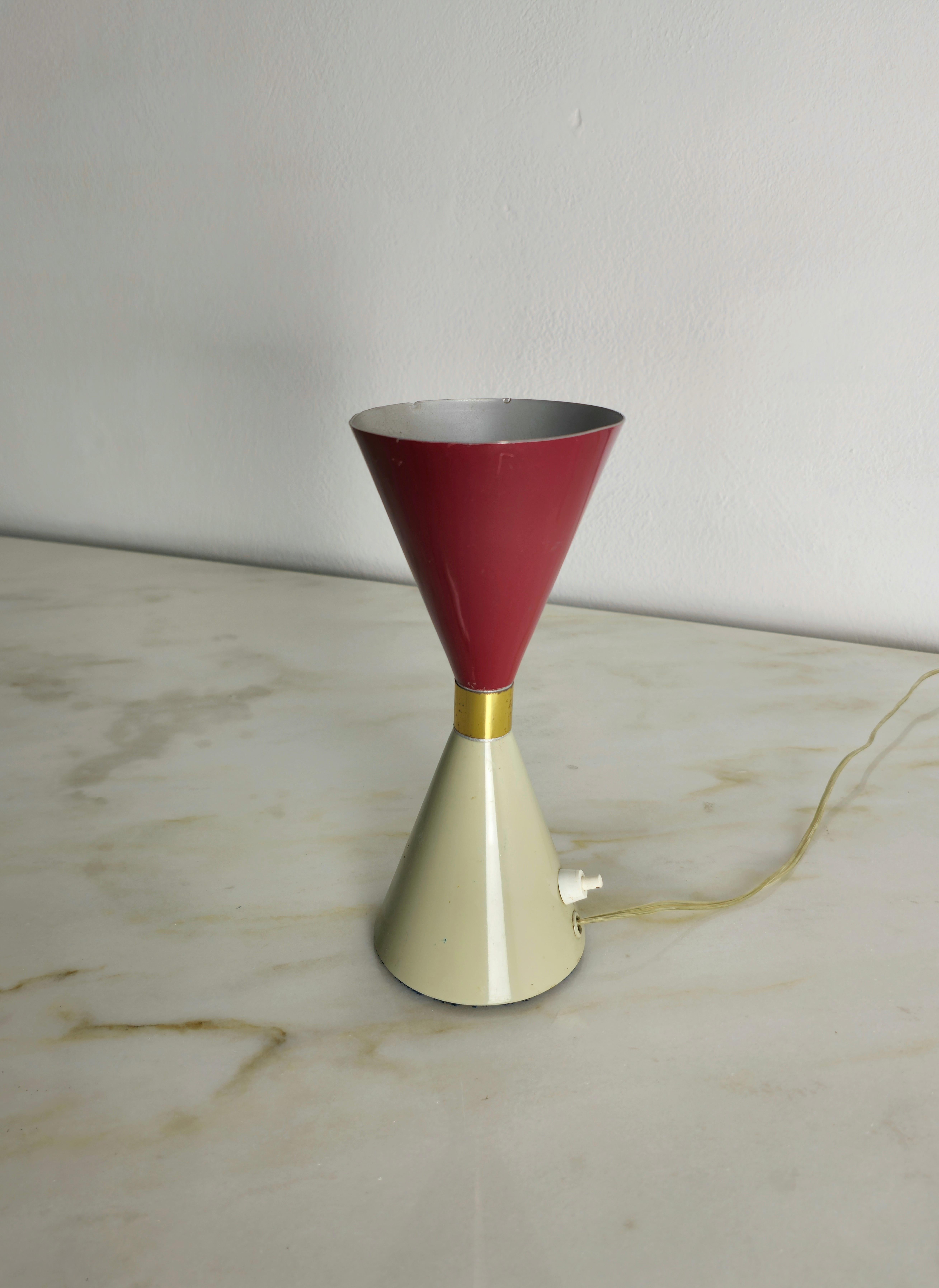 Italian Table Lamp Aluminum Red Grey in the Style of Arredoluce Midcentury, Italy, 1950s