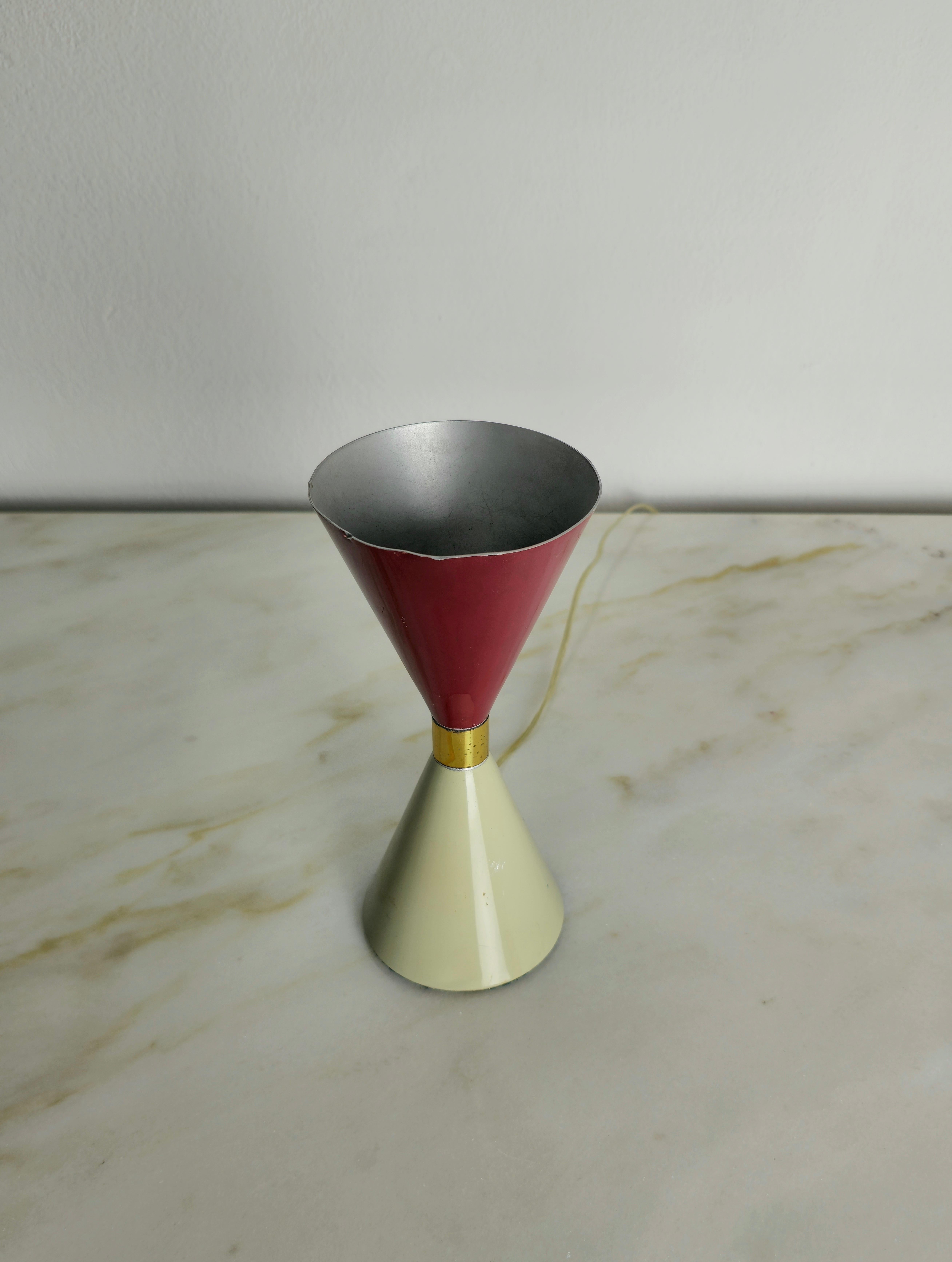 20th Century Table Lamp Aluminum Red Grey in the Style of Arredoluce Midcentury, Italy, 1950s For Sale
